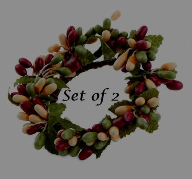 NEW PRIMITIVE PIP RINGS 1.5″ OPENING 2 PCS BARN RED GREEN TAN FARMHOUSE DECOR