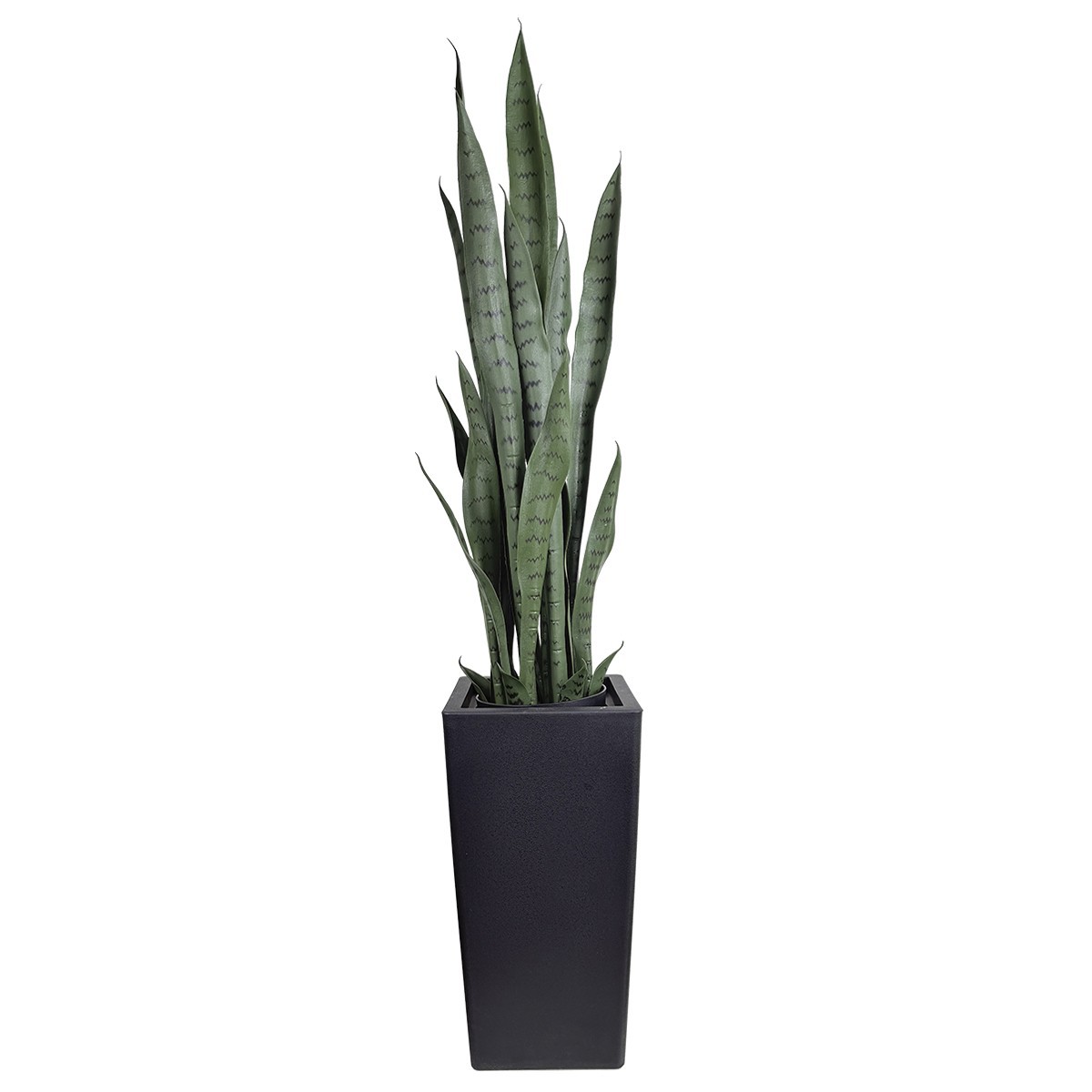 4ft Artificial Snake Plant Black Planter, Faux Sansevieria Floor Plant Decor