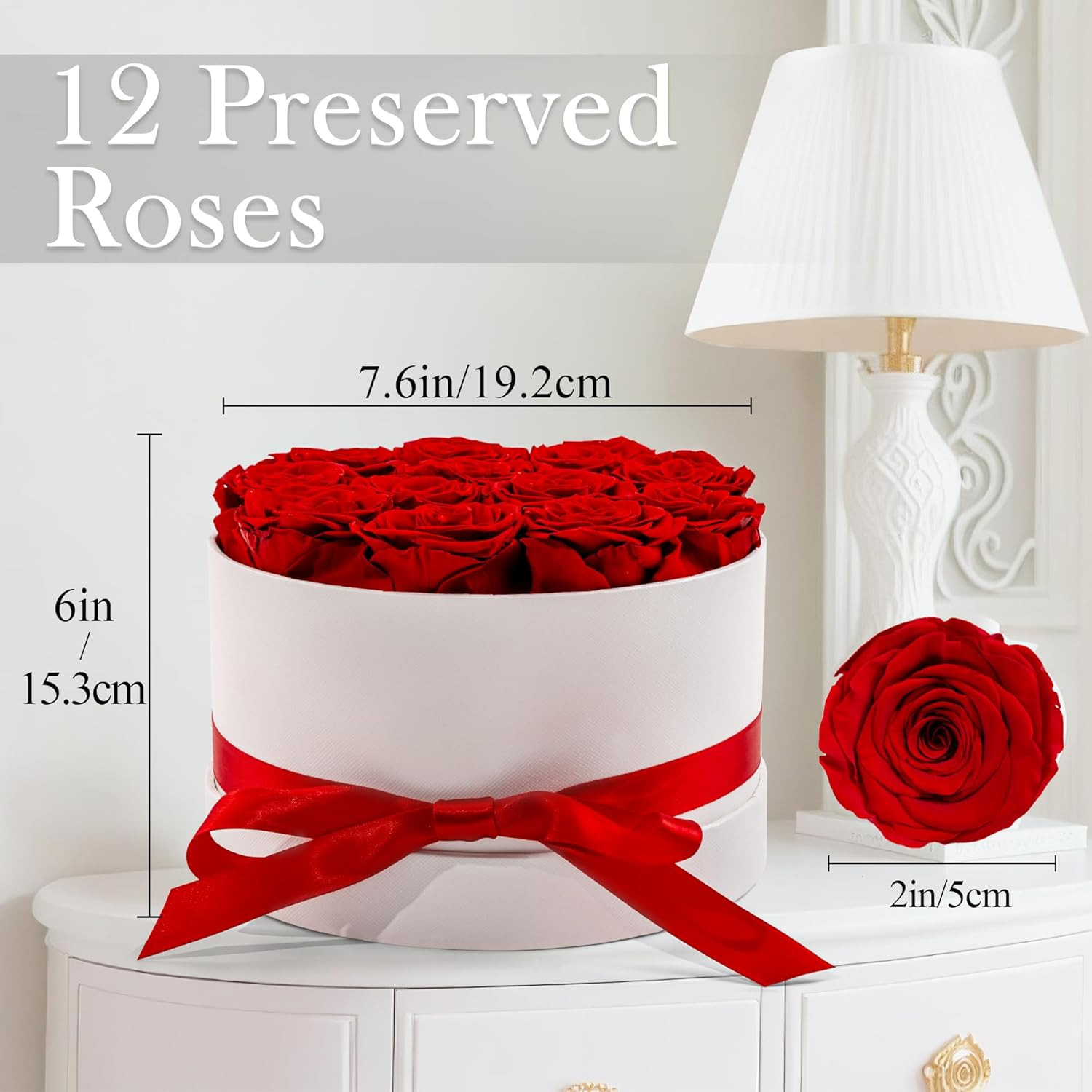 Preserved Roses in a Box, Blooming Real Roses Decor, Eternal Flowers for Deliver