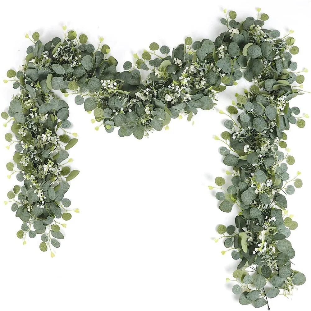 2 Pack 6.5ft Artificial Eucalyptus Garland Lambs Ear Garland Faux Leaves Vines