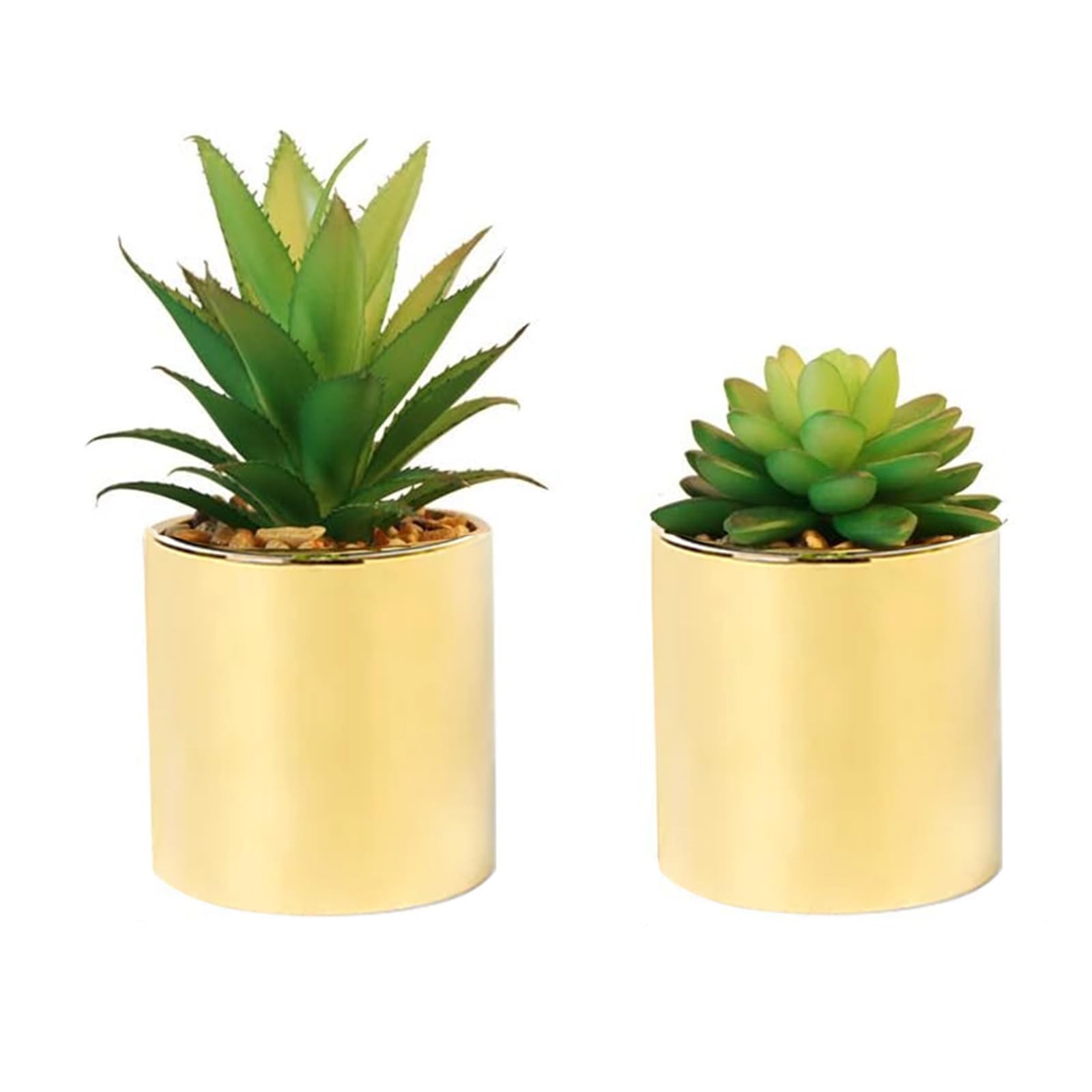 Faux Succulent Artificial Plants 7” & 5” in Pots Home Decoration Set of 2 G…