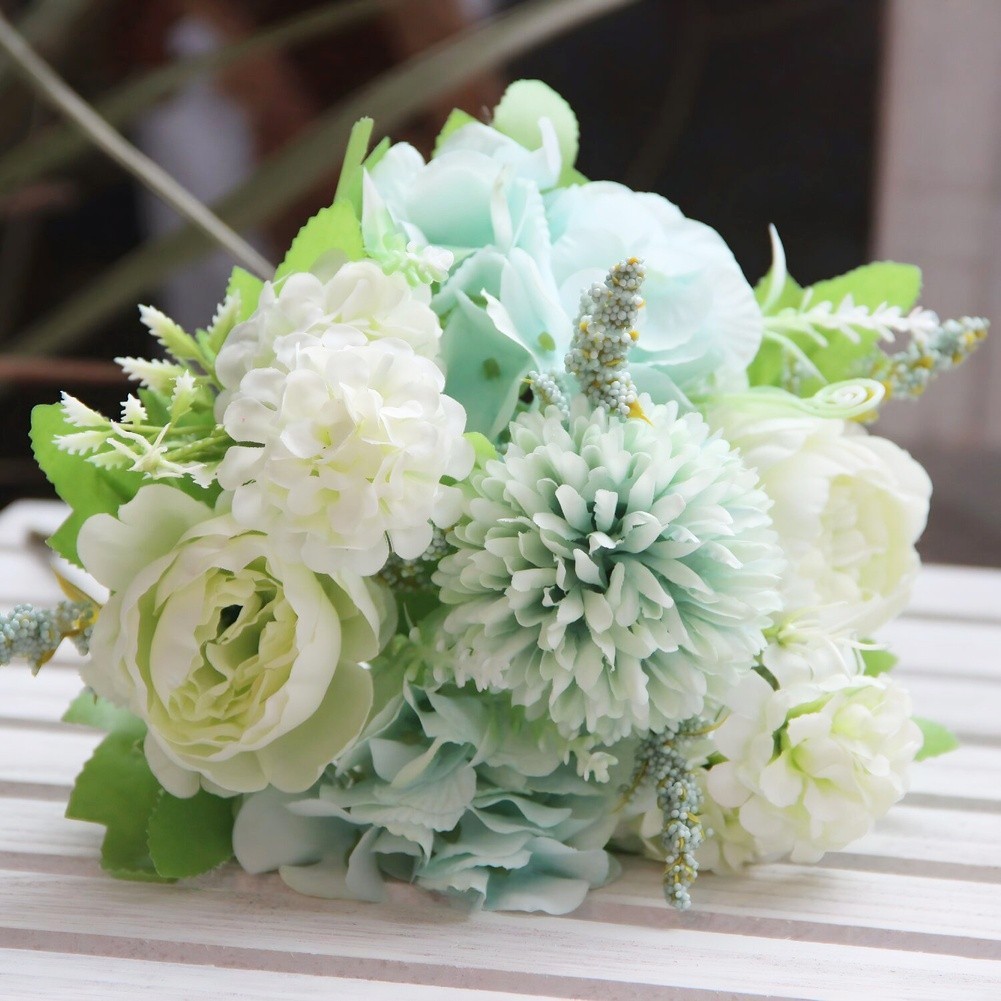 Artificial Peony Hydrangea Silk Flowers Bouquet for Nordic Style for Wedding