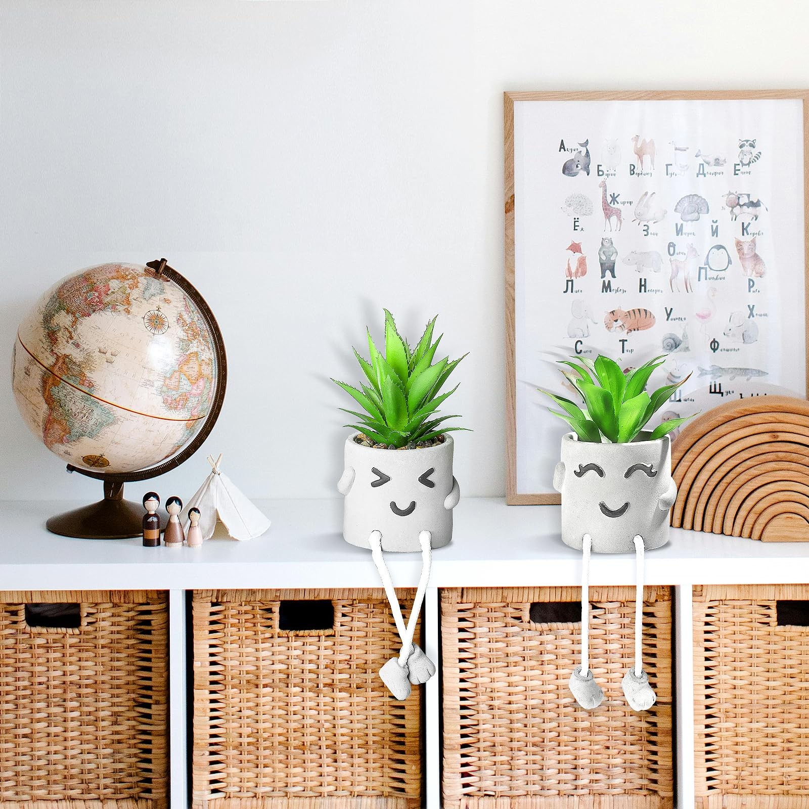 3 PCS Creative Artificial Mini Fake Succulent Emotional Cement Potted Plant