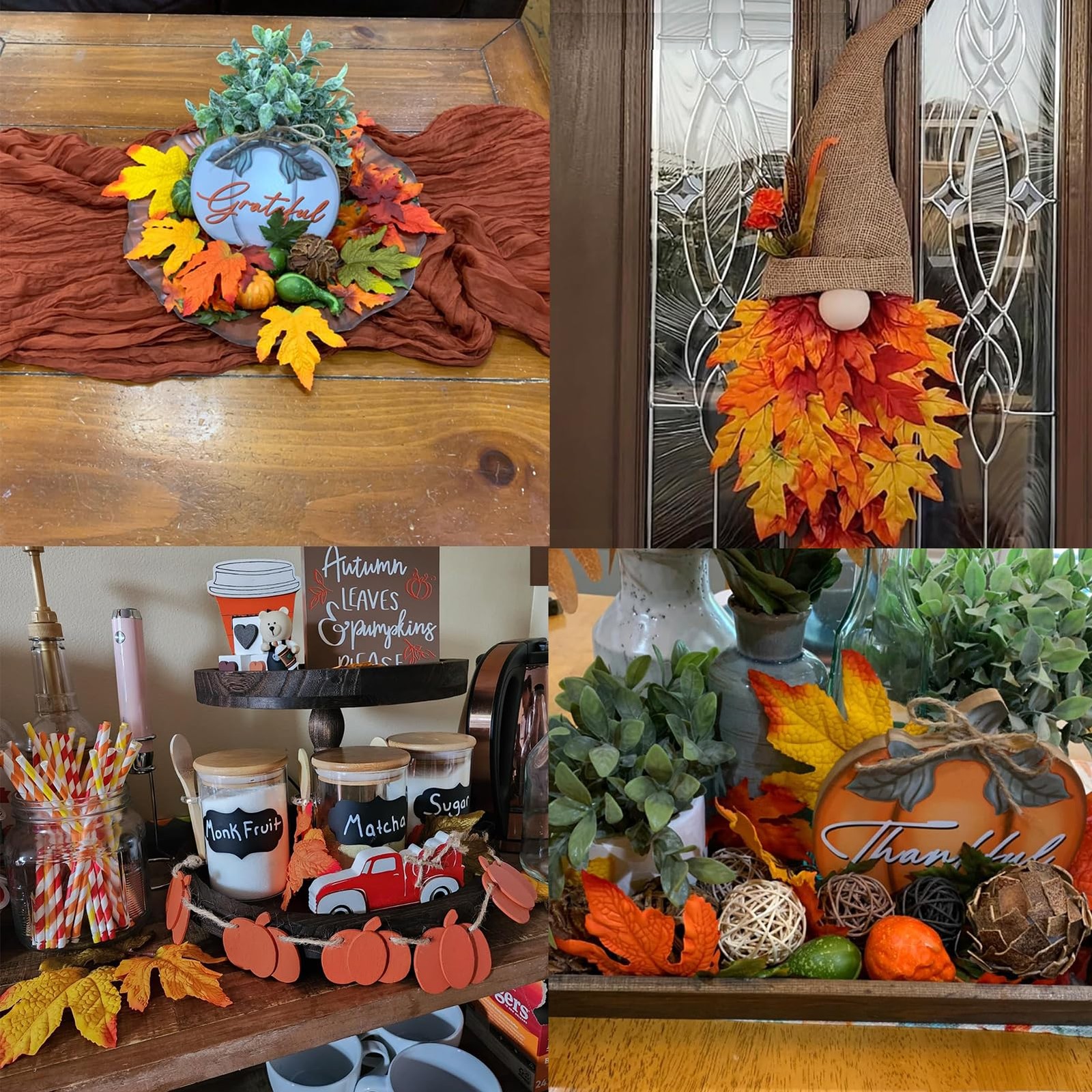 50 PCS Fall Artificial Maple Leaves Assorted Mixed Realistic Crafts Decor