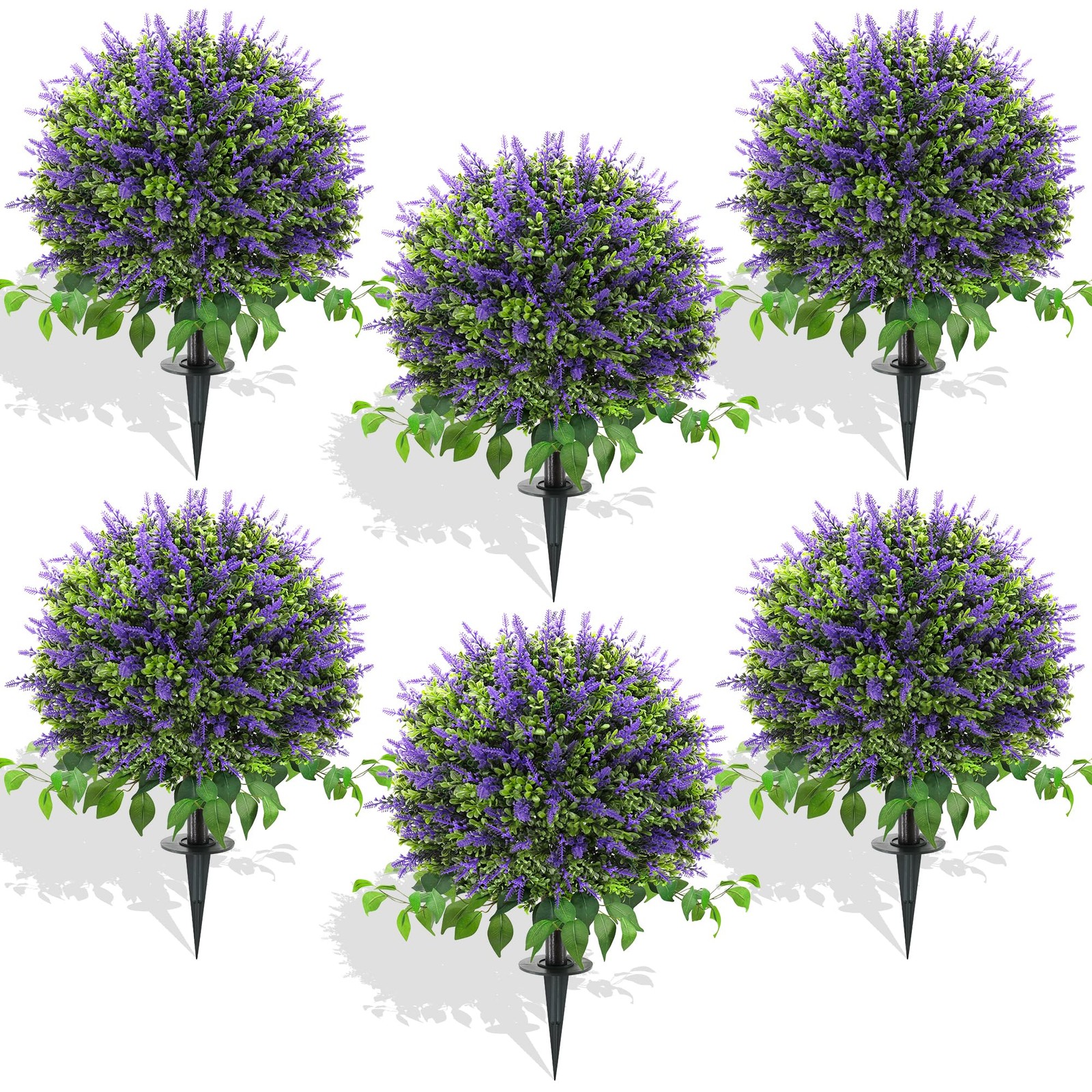 28″ Artificial Boxwood Topiary with Lavender, UV Resistant Topiary Tree Faux …