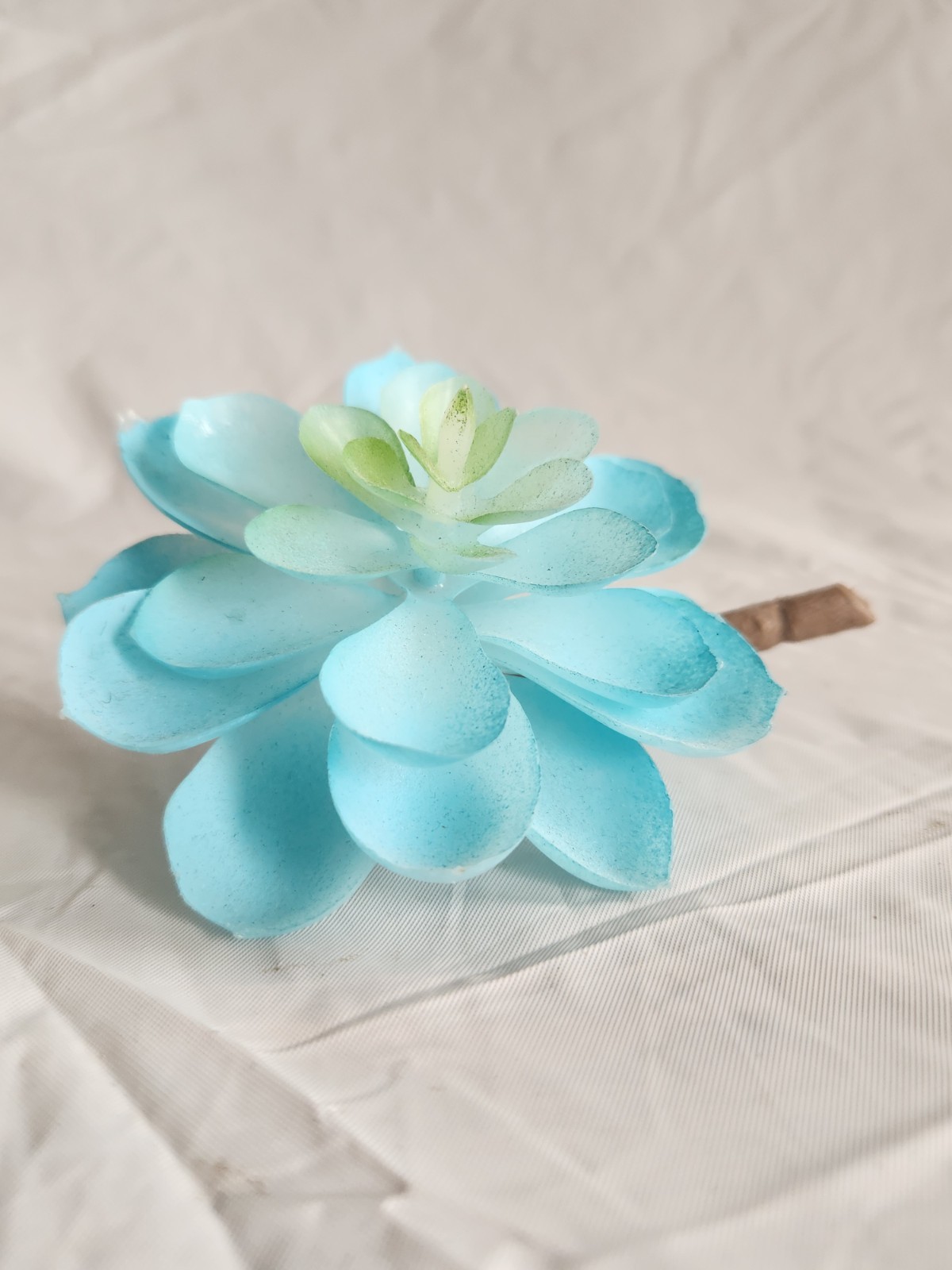2 Artificial Succulent Rubber Flowers Floral Decor • Beautiful Sky Blue