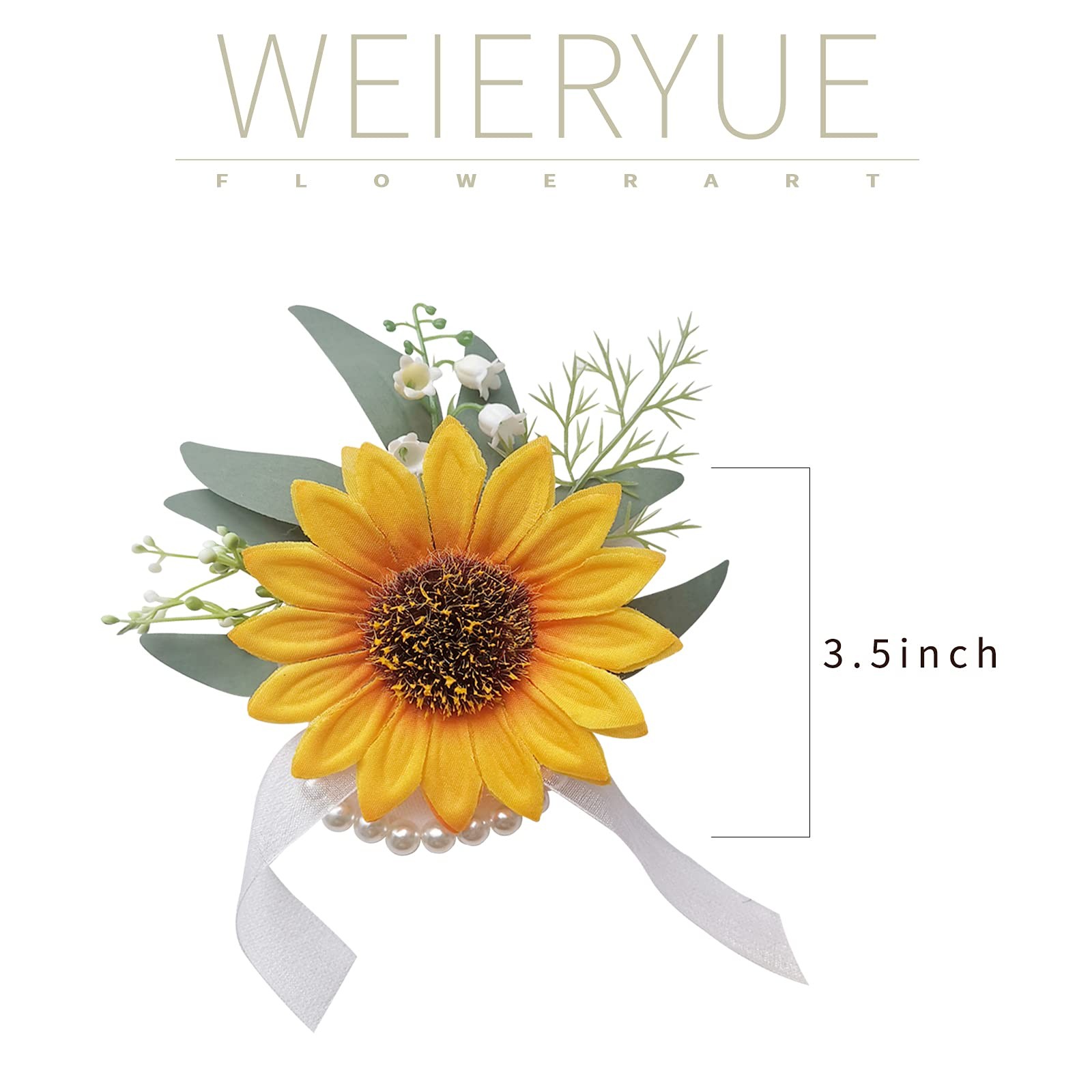 Sunflower Wrist Corsage Set for Weddings and Parties 2pcs Floral Accessory