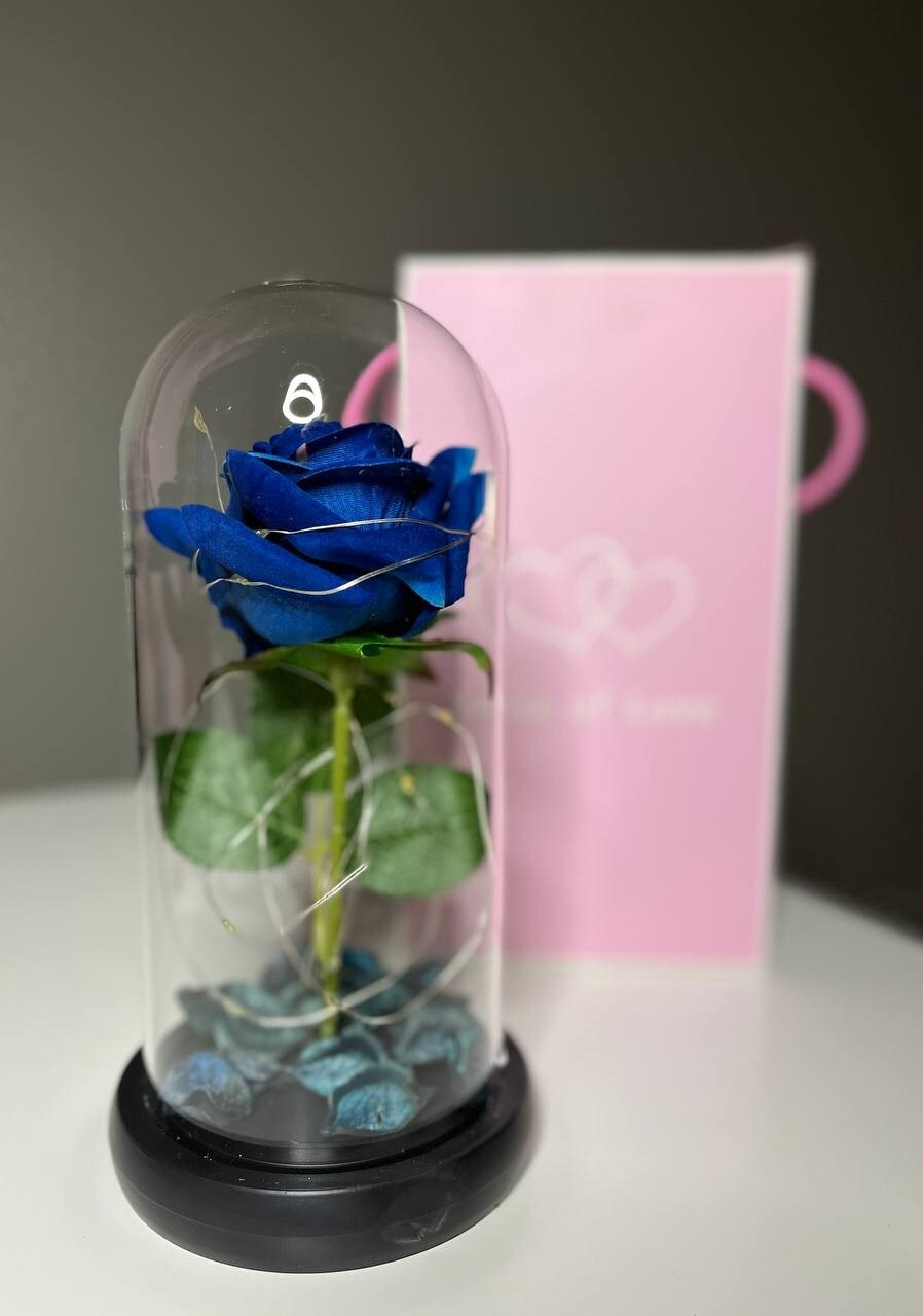 Preserved Eternal Rose In Glass Galaxy Flower Dome LED Light Mothers Day Gifts