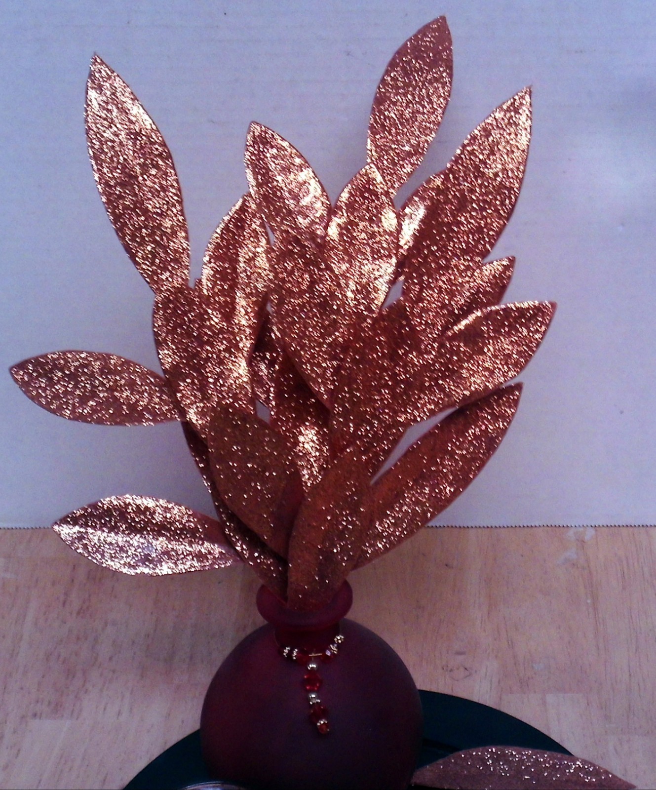 Artistic Decorative Center Piece of Black, Ruby and Gold Plus Embellishments