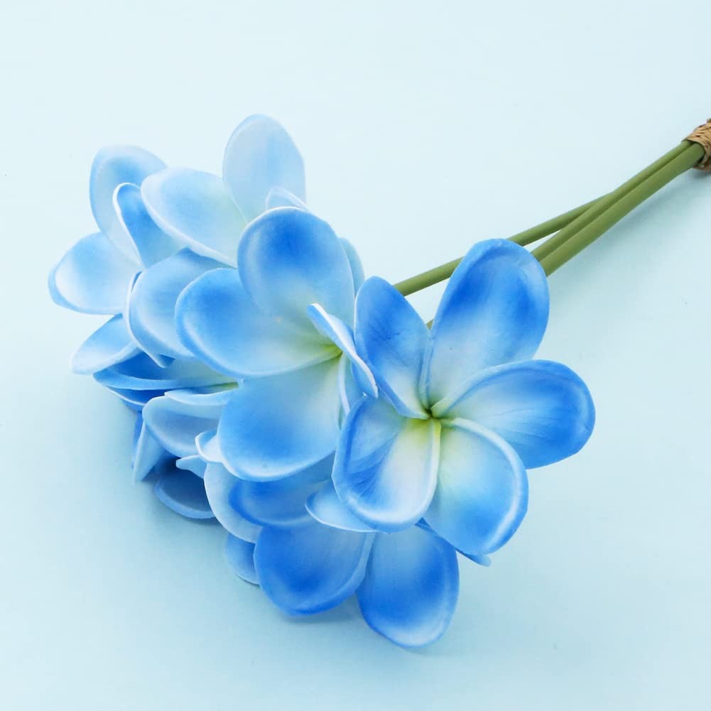 3 PCS Artificial Plumeria Flowers,Real Touch Lifelike Plumeria Frangipani 9 F…