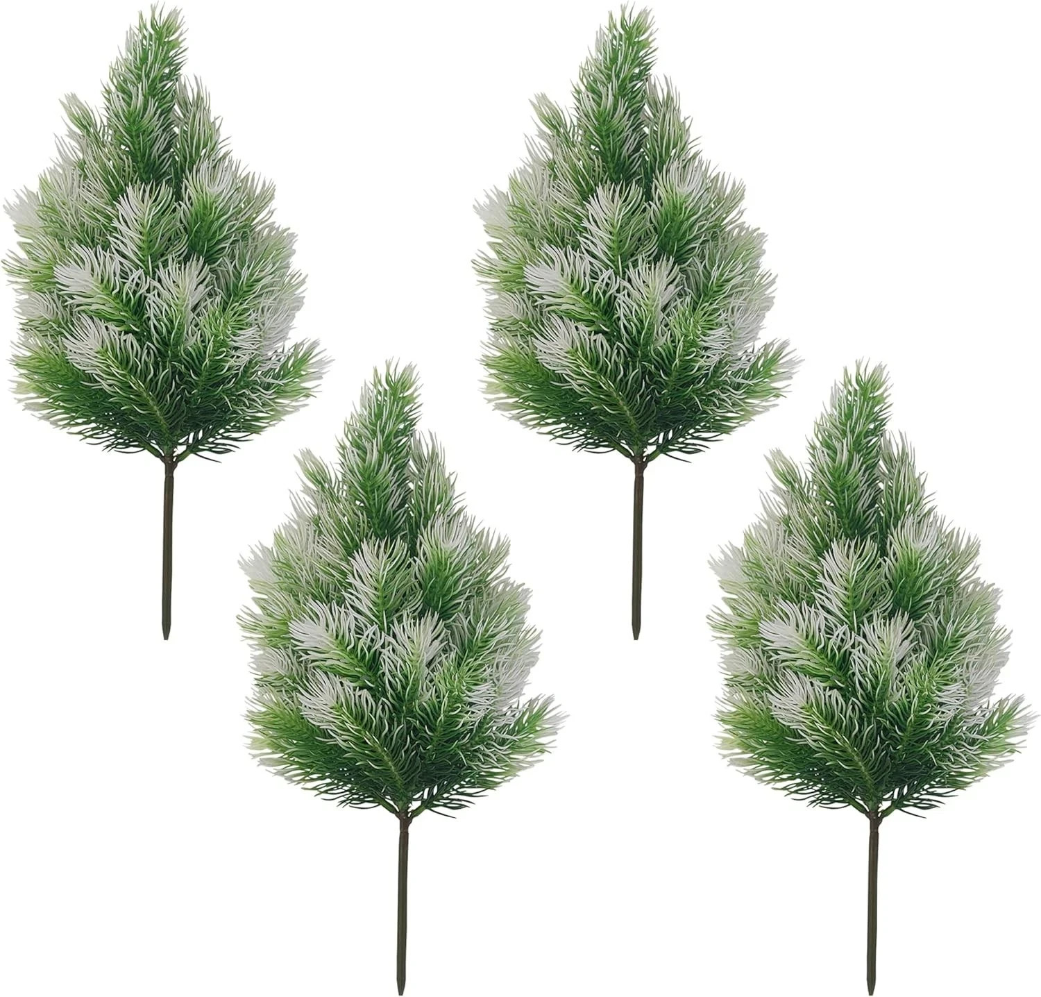 4 Pack Artificial Norfolk Pine Trees with Ground Spike, 14”Small Fake Pine