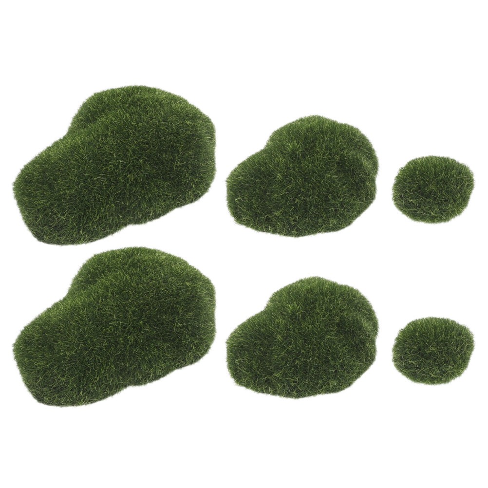 6Pcs Artificial Moss Stone Rocks Decorative Faux Moss for Decor