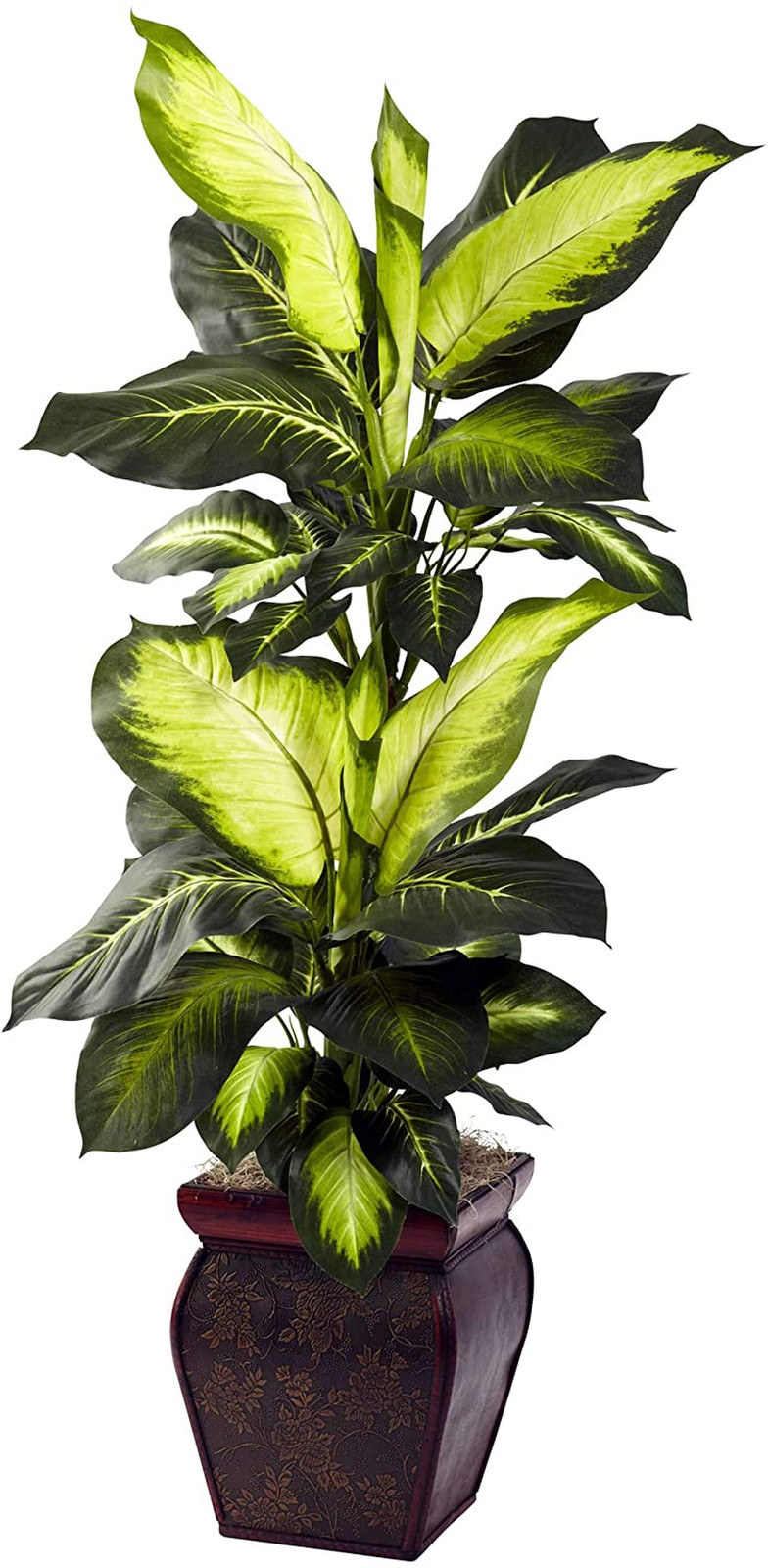 Lifelike 45″ Dieffenbachia Plant in Elegant Decorative Planter – Green & Gold