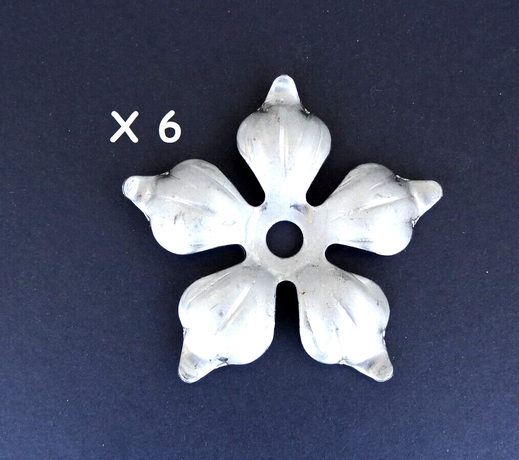 6x Artefeer 3-9/16 in Round Stamped Floral Design Center Hole Raw Forged Rosette