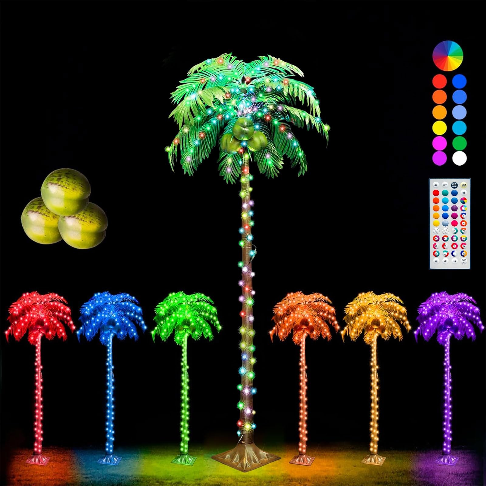 5FT Light up Palm Trees Outdoor with Remote, RGB