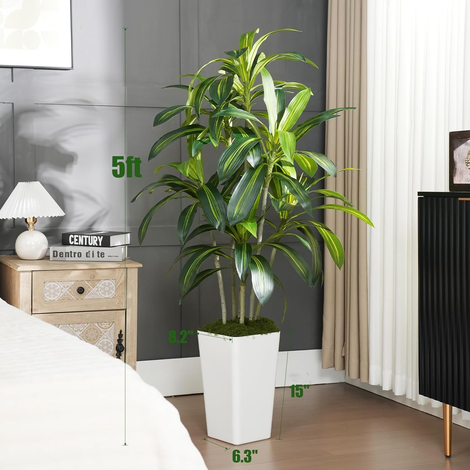 5Ft Dracaena Artificial Tree – Faux Tropical Plant for Home & Office Decor