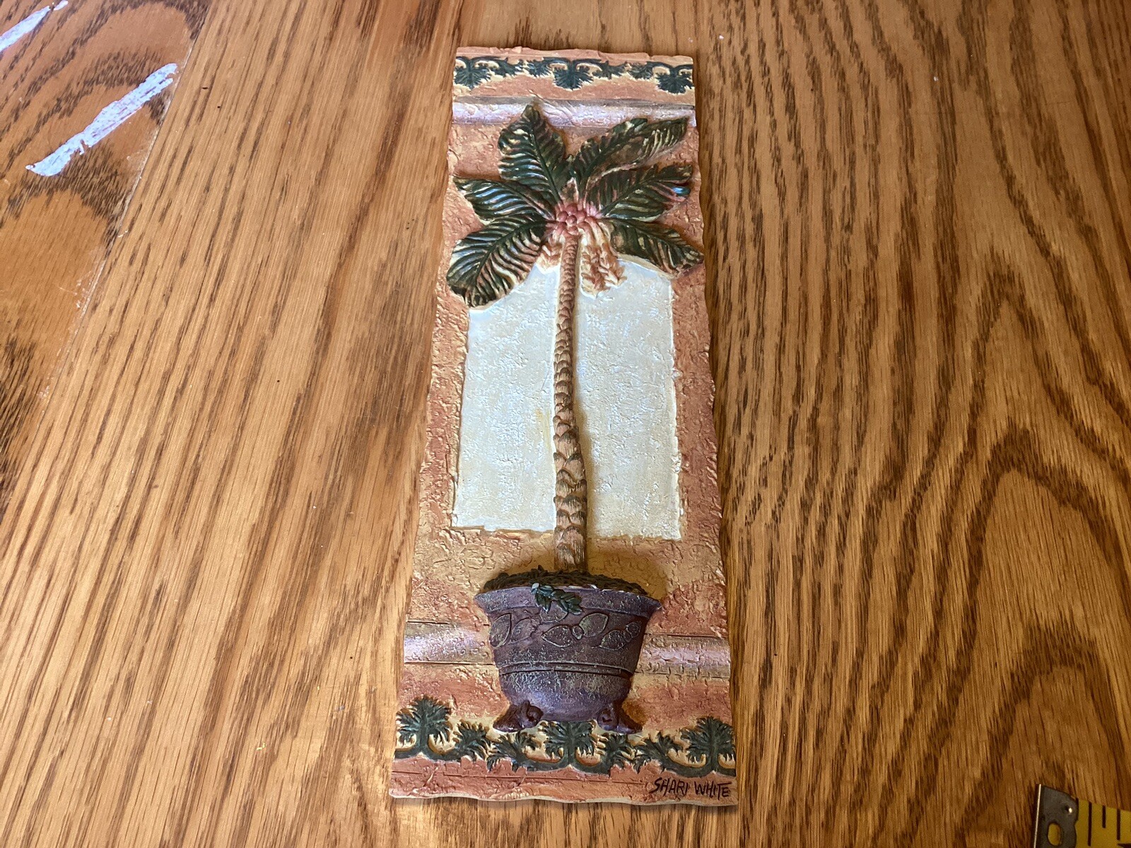 Shari White Palm Tree Wall Art Set 2 Tropical 3D Relief Plaques Decor