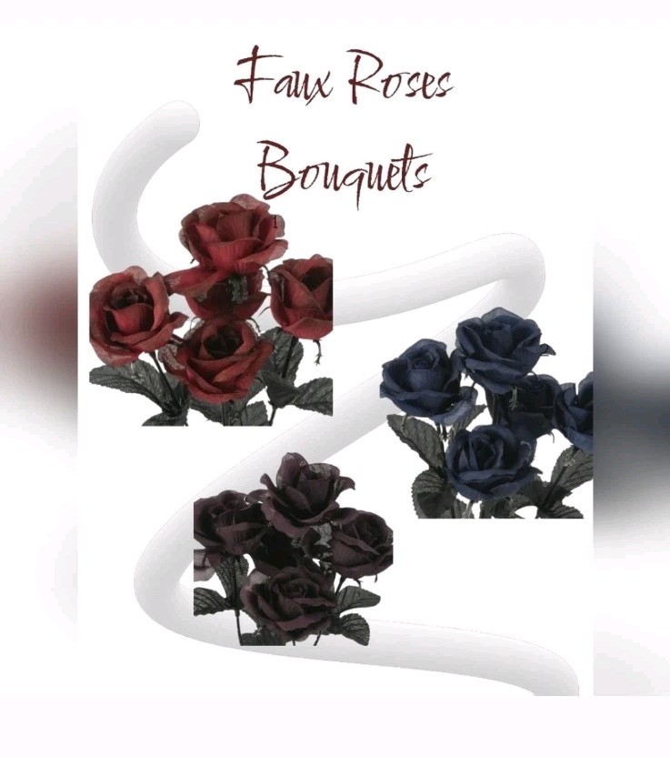 NIP Bundle Of 12 Red, Blue & Purple Faux Rose Bouquets!