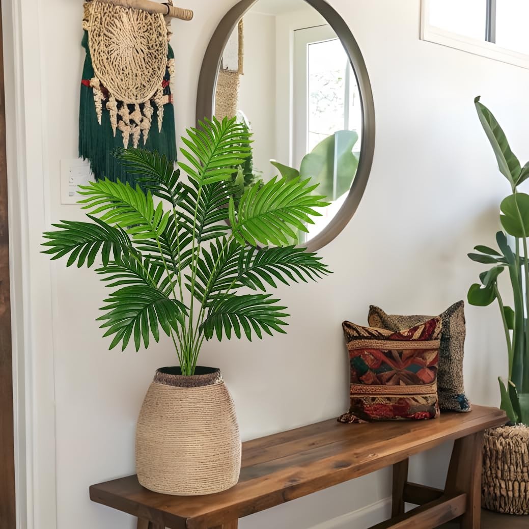2PCS 30″ Artificial Areca Palm Plant – Large Faux Tropical Greenery for Home, Ga