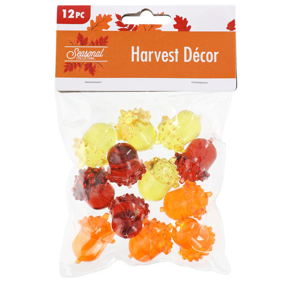 Harvest FALL TABLE SCATTER Plastic VASE FILLER ACORNS 12 Pieces