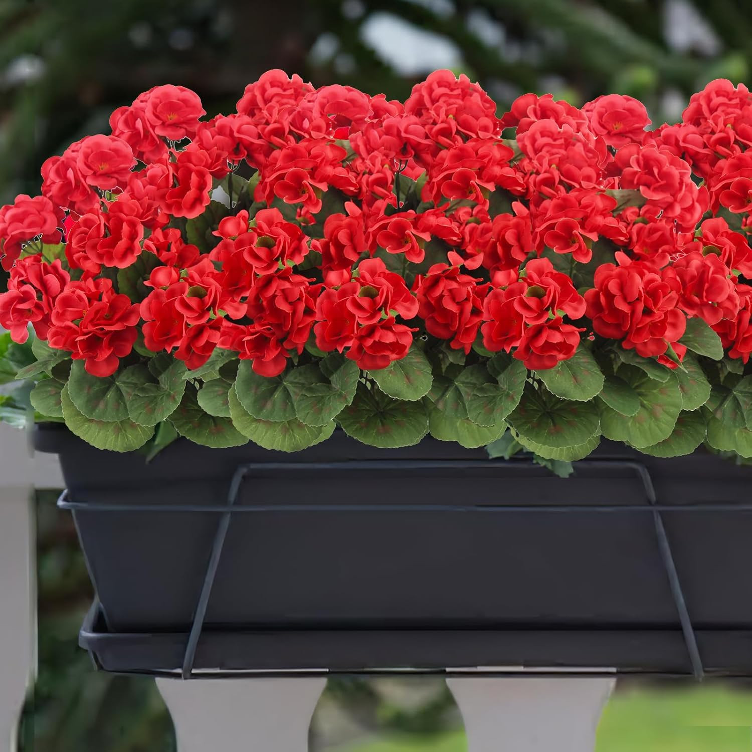 3 Pcs Artificial Geraniums Flowers Silk Geraniums for Outdoors UV Resistant Red