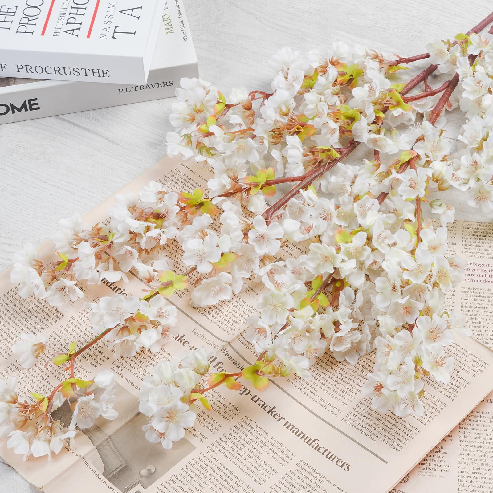 Sunm boutique Silk Cherry Blossom Branches, Artificial Cherry Blossom Tree Stems