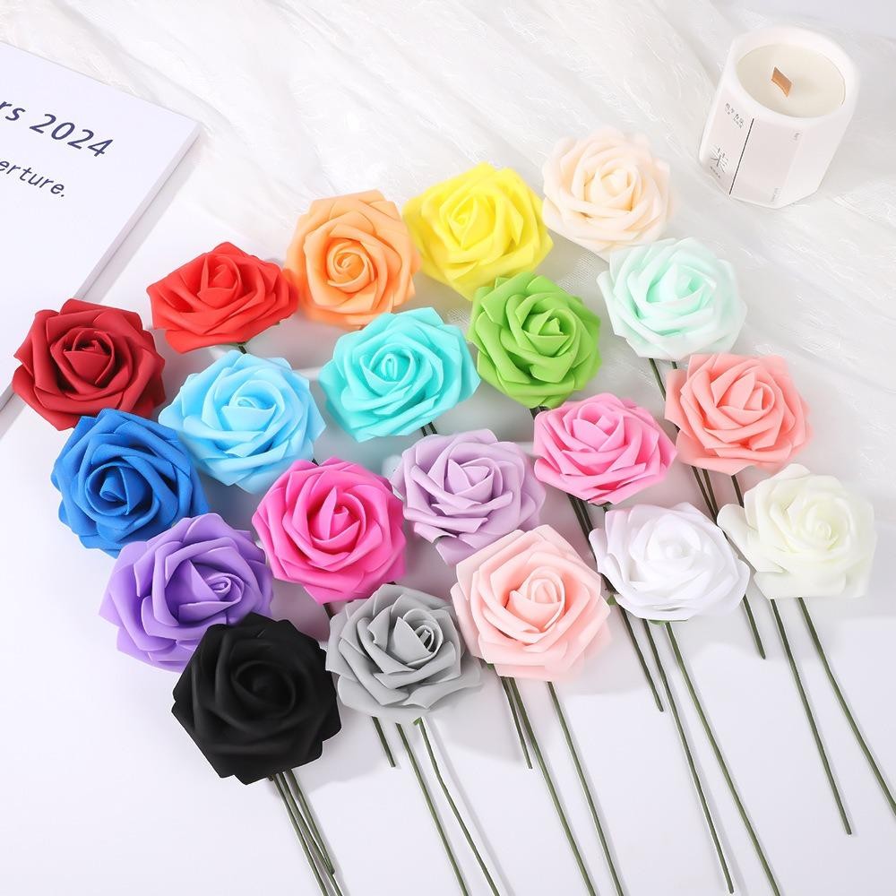 25PCS Artificial Foam Rose Flowers DIY Wedding Party Home Floral Decoration 7cm
