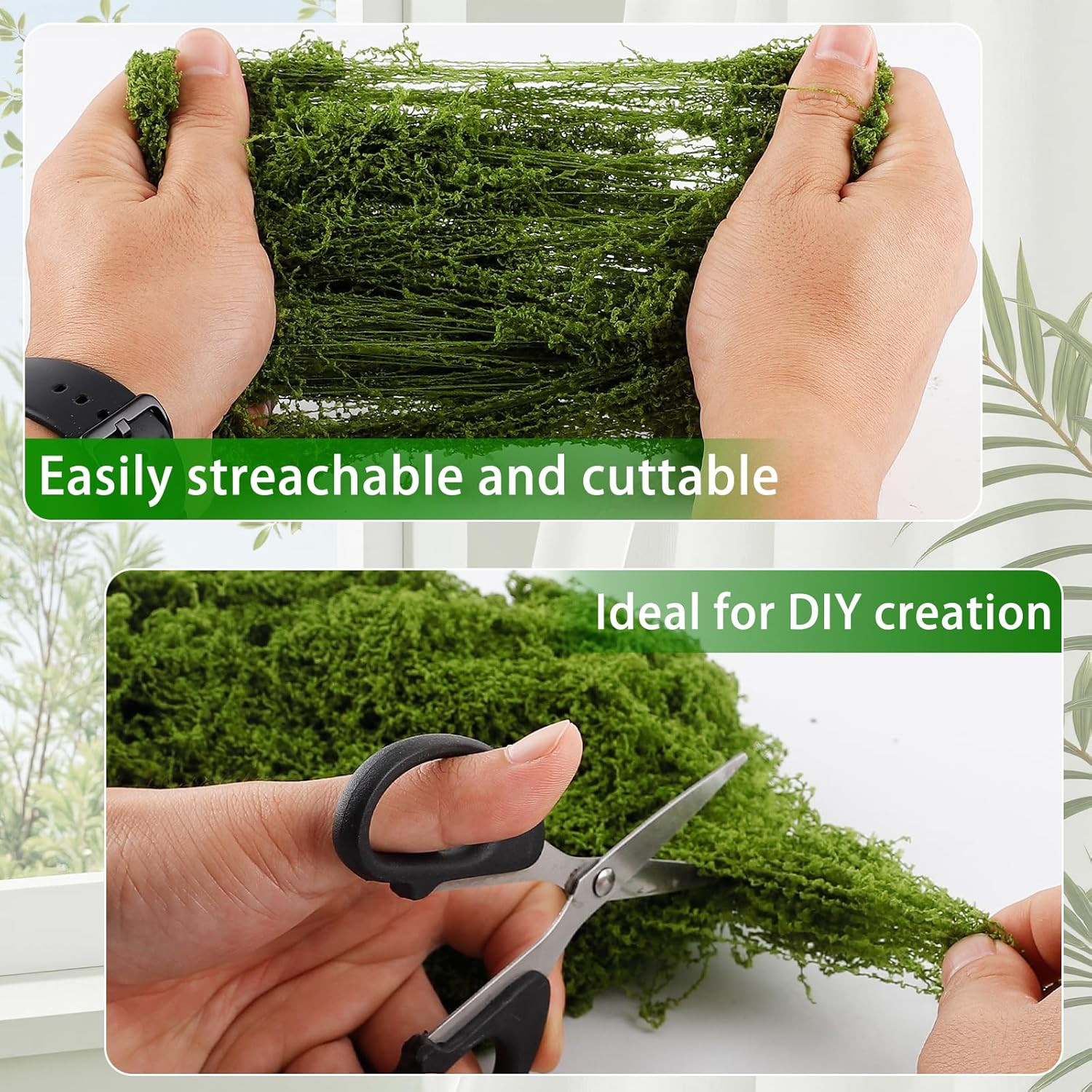 Artificial Moss for Crafts, 5.3OZ Fake Green Moss for Potted Plants, Faux Moss D