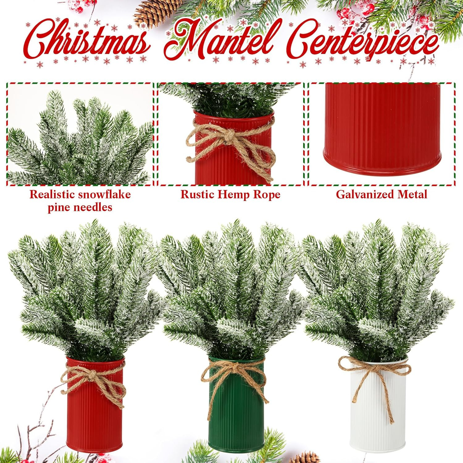 12 Set Christmas Floral Centerpieces Rustic Pine Decor for Home