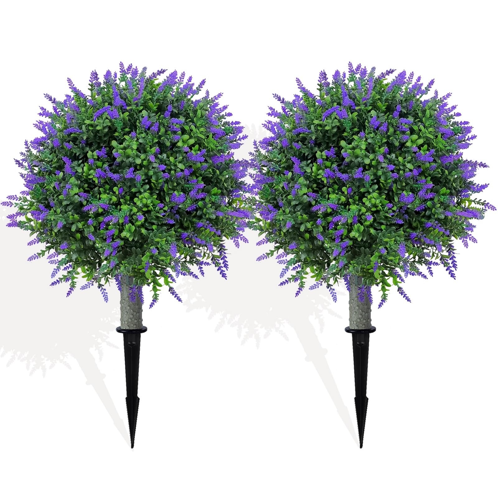 Artificial Lavender Topiary Ball (2 Pack) – 17″ UV Resistant Faux Plants for …