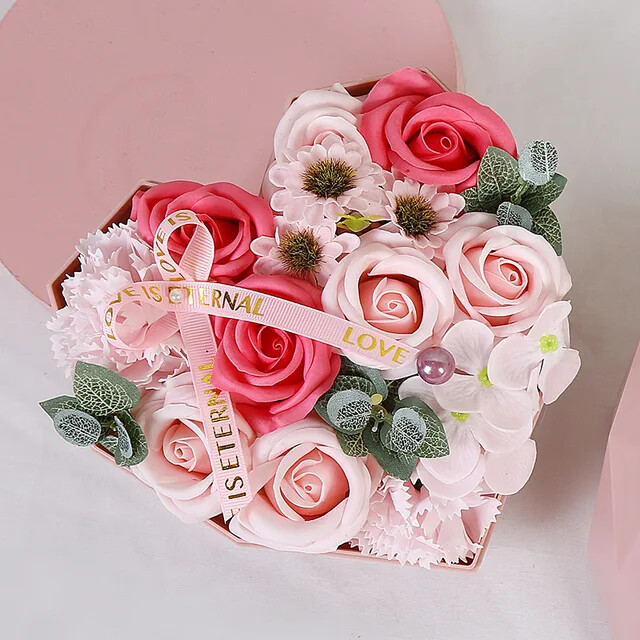 Fashion Heart Soap Flower Gift Set Valentine Roses Boutique Package Gifts