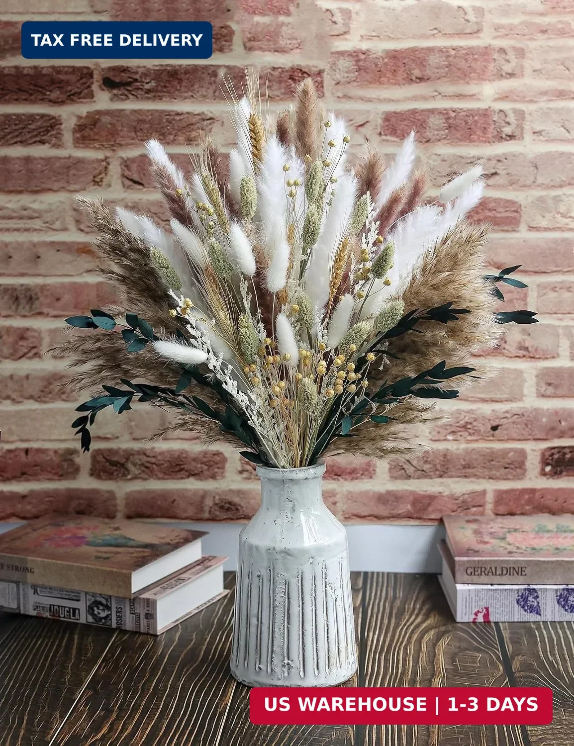 xin’s convey 126pcs Dried Pampas Grass Decorations, Dried Flowers Bouquet, Reed