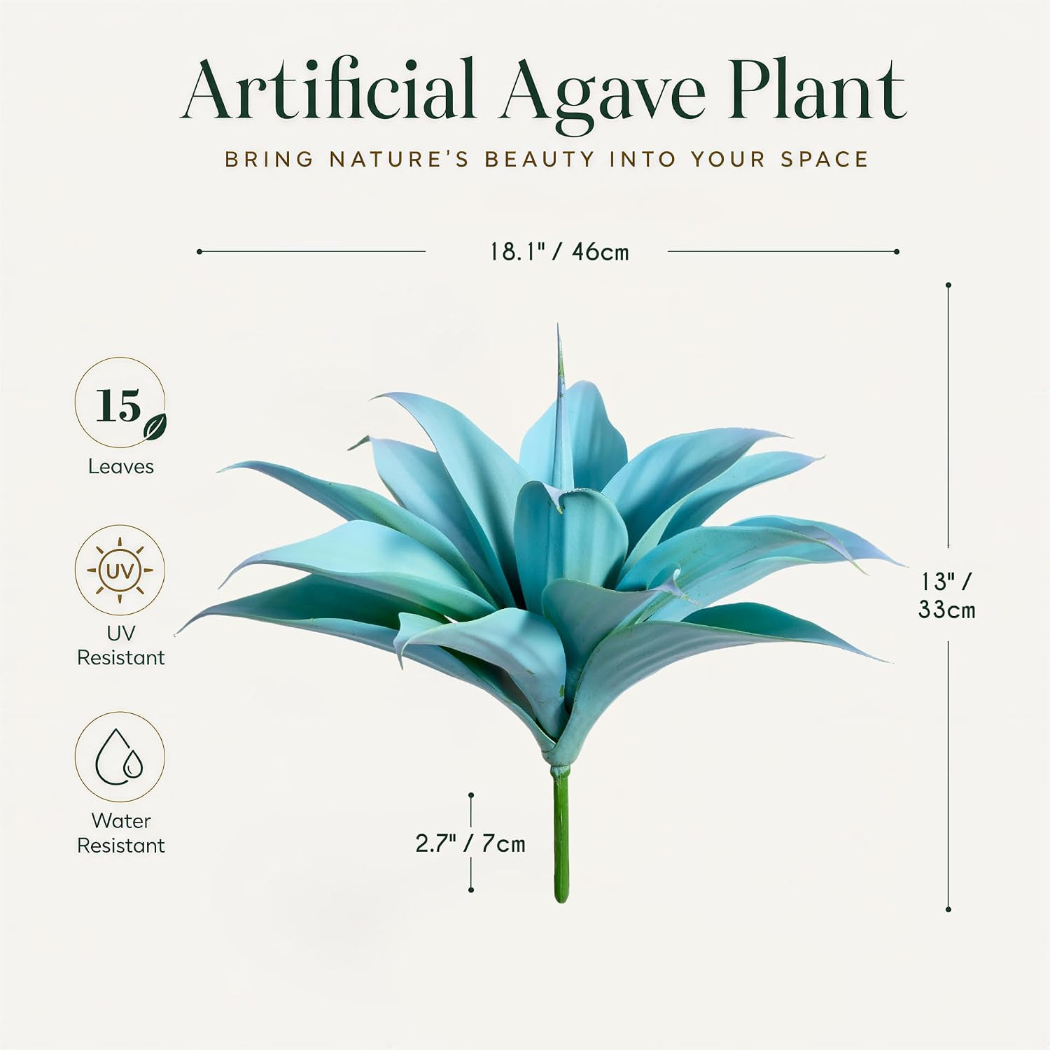 Large UV Resistant Artificial Agave Plants 12″ Indoor Outdoor Decor (2 Pack)
