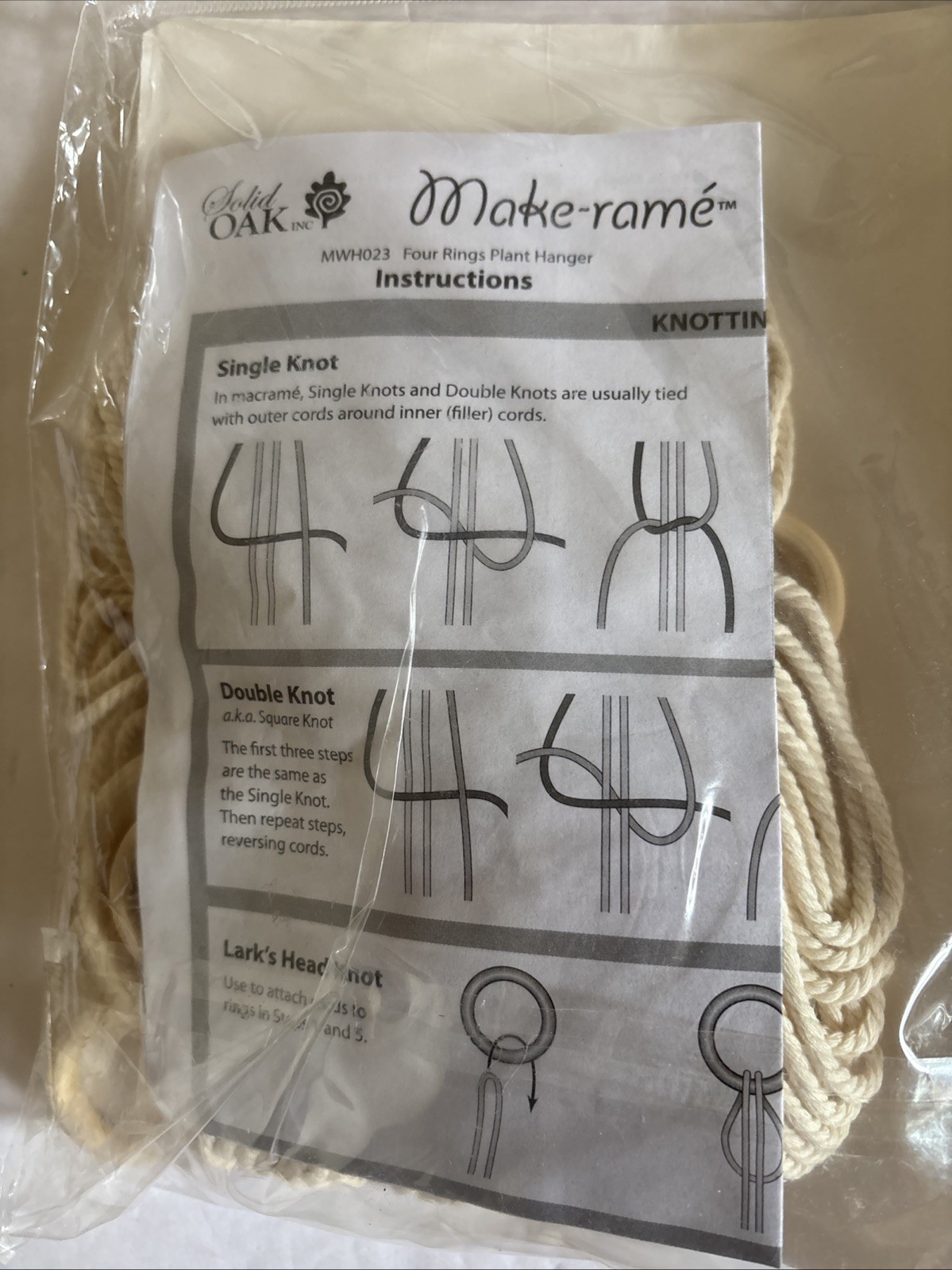 MACRAME Solid Oak Inc PLANT HANGER KIT – Set of 2 – 4 1/2″ x 27″ Mid Century