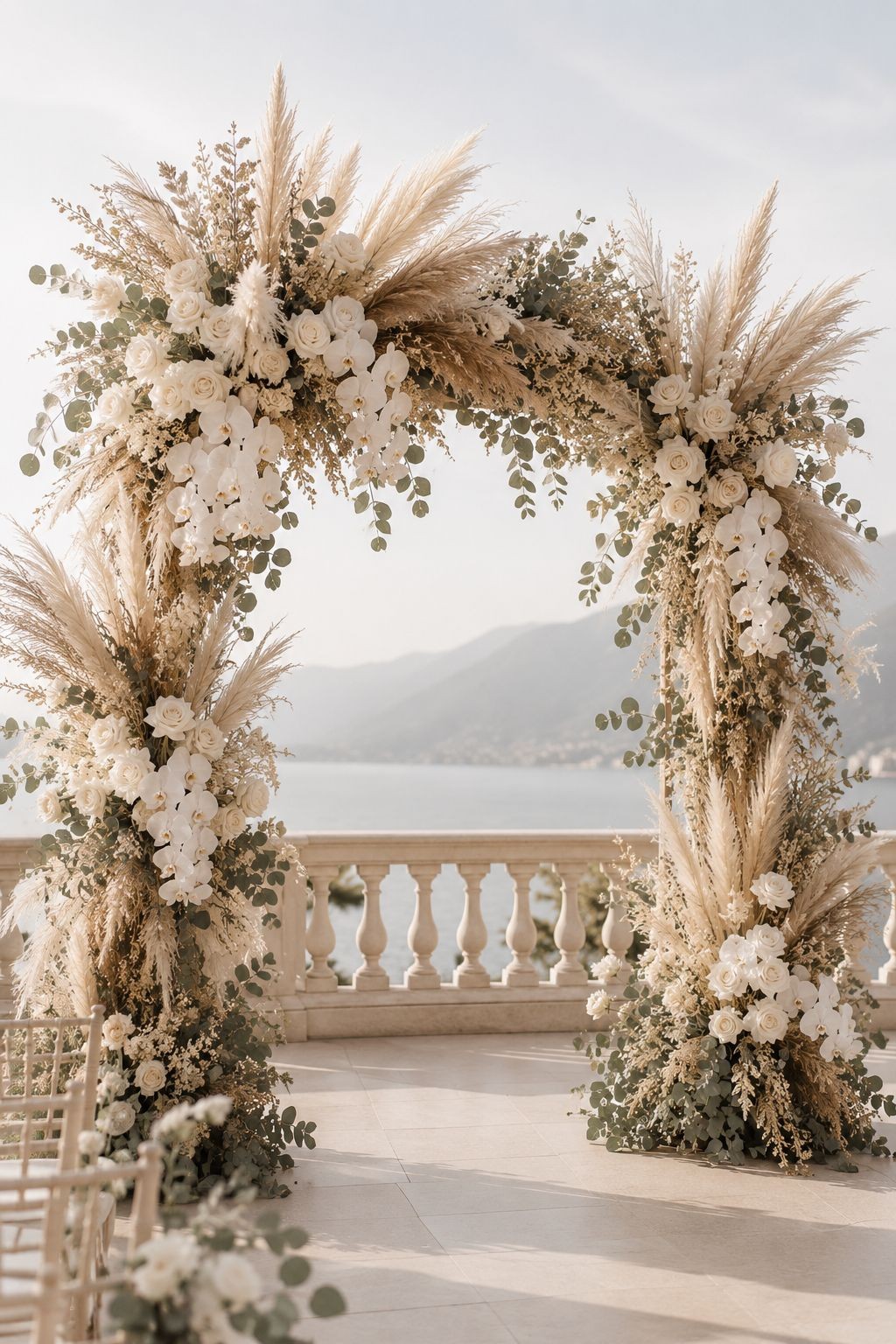 42 Piece Faux Pampas Grass Set Neutral Pampas Stems Beige Cream Taupe Brown Boho