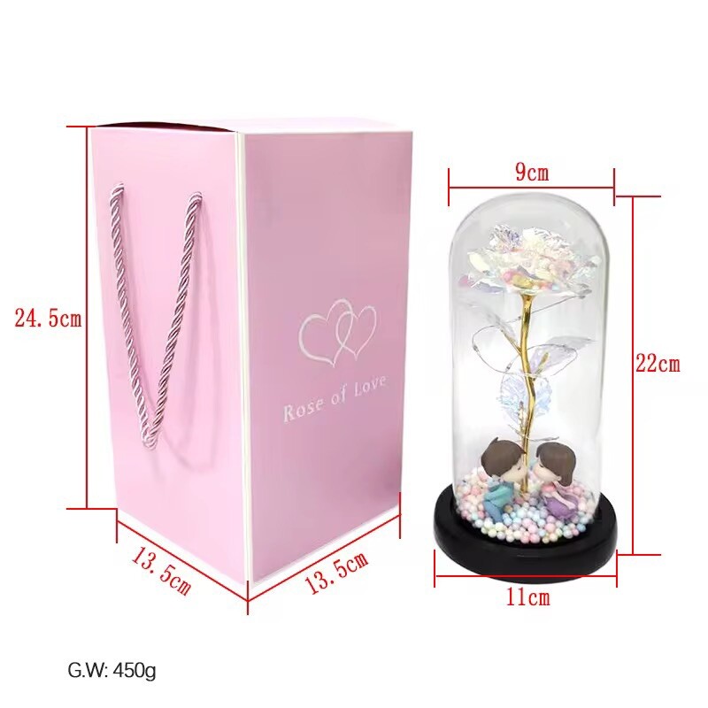 Eternal Forever Galaxy Rose Flower In Glass Dome LED Light Valentine’s Day