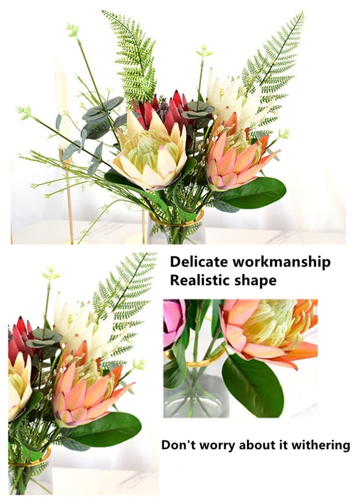 3 PCS Artificial Protea Cynaroides, Pink, Orange, Silk, Wedding, Bouquet