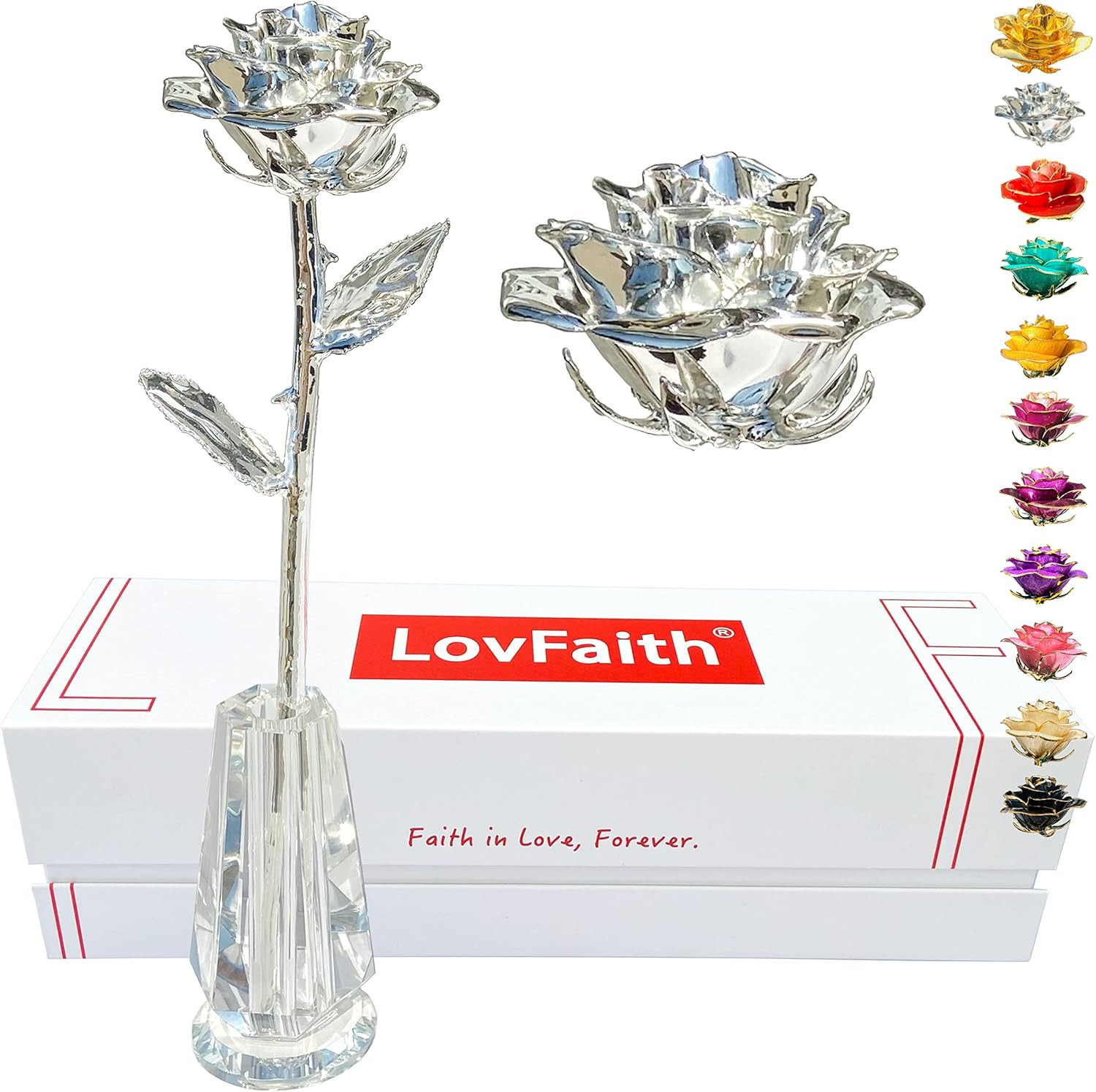 Valentine Gift Real Rose Dipped 24K Gold with Crystal Stand, Best Anniversary Ro