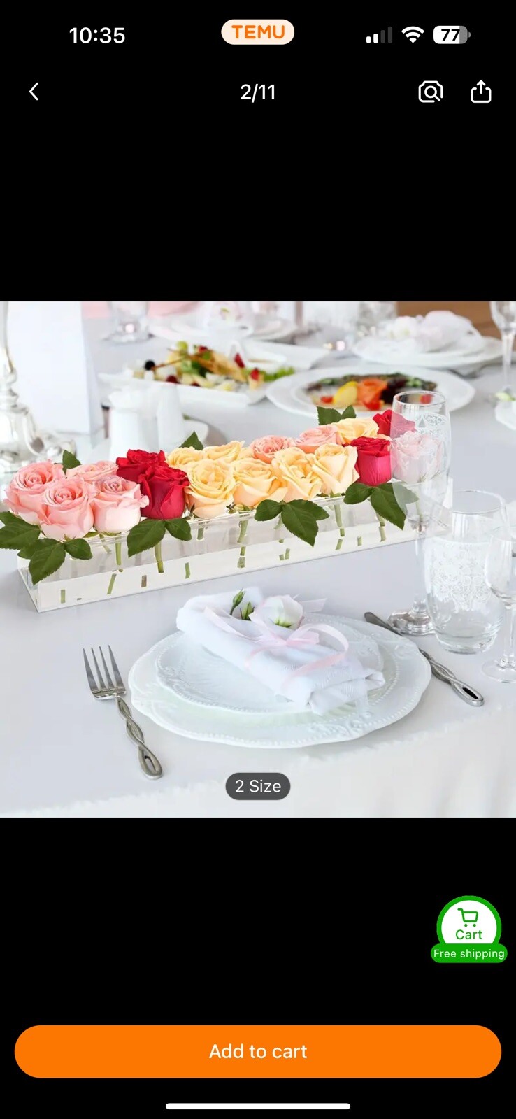 Clear Acrylic Flower Vase Rectangular Floral Centerpiece, 12 Inches Long Low