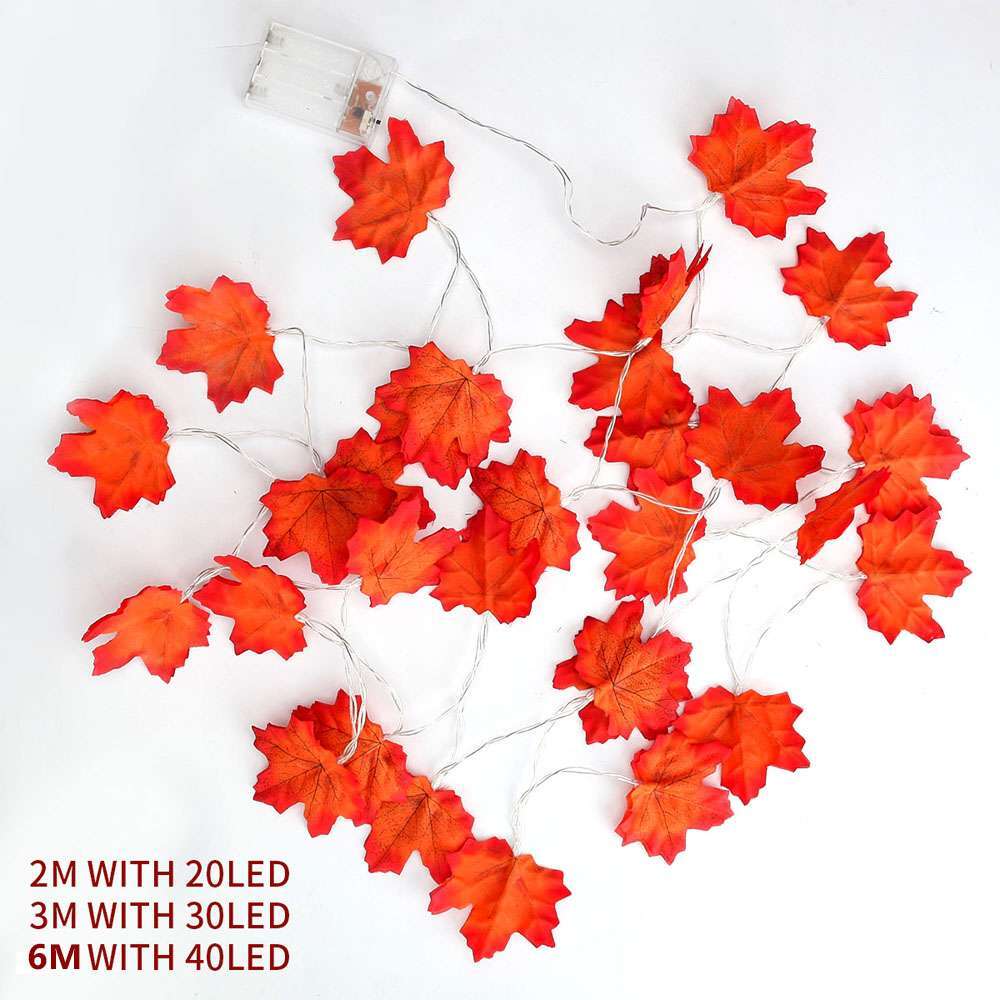 Fall Garland Decor Maple Leaf String Light Thanksgiving Christmas Halloween 2023