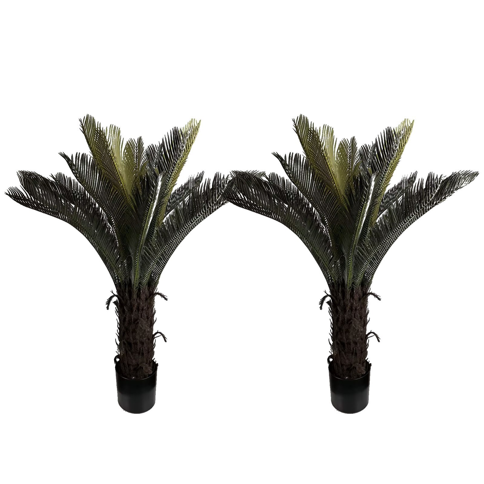 2 Pcs 120cm Artificial Sago Palm Cycas Tree Full Foliage Potted Cycad Home Decor