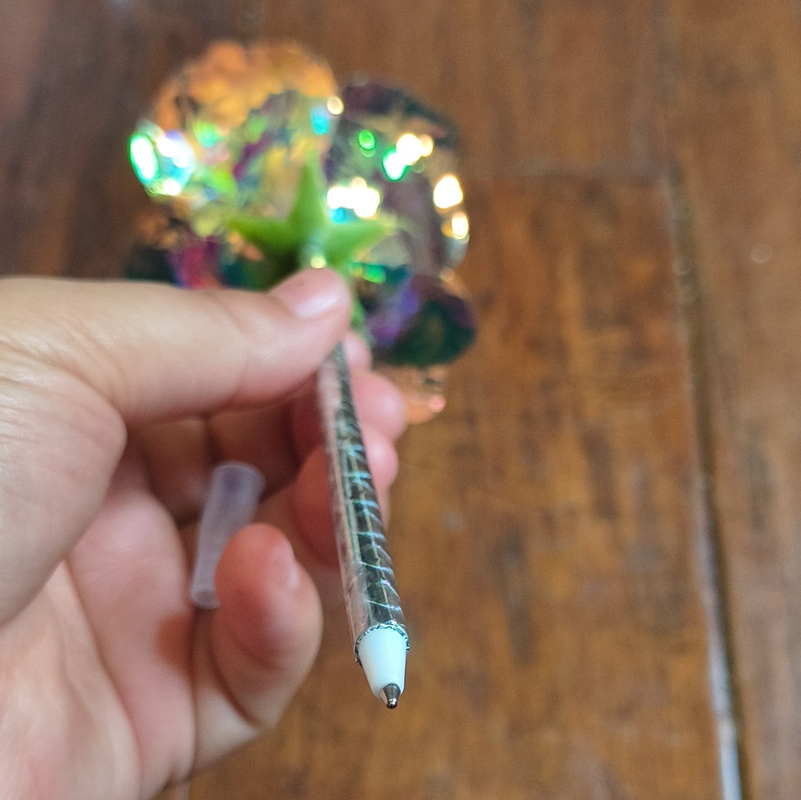 Artificial Multicolor Rose Flower Picks, Iridescent Foil/Plastic Stems