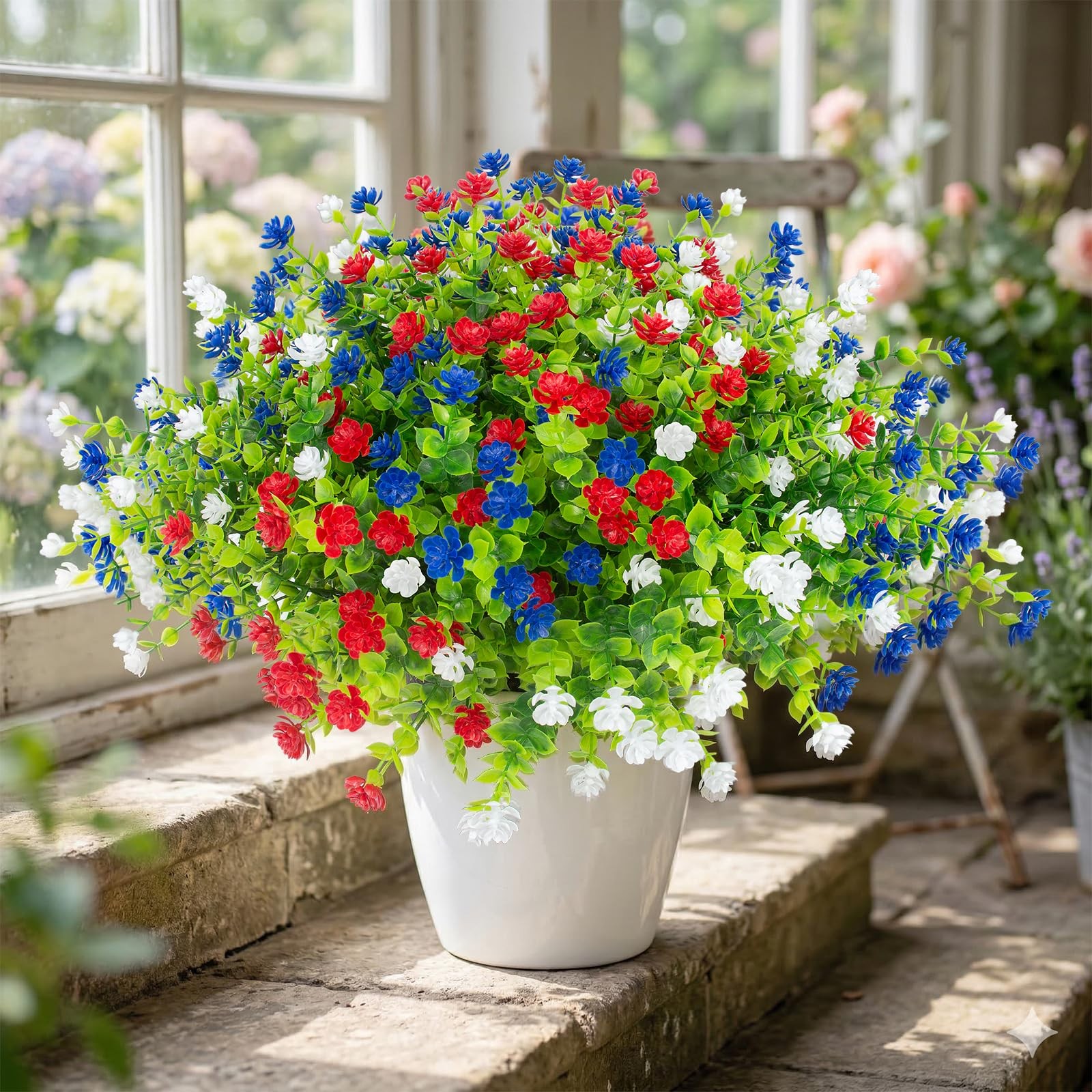 48 Pcs Artificial Flowers Outdoor, Faux Artificial Plants UV Resistant Plasti…