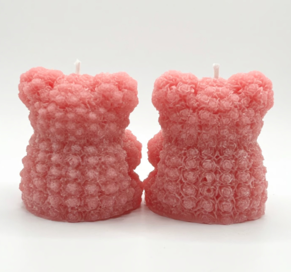 2pc Rose Teddy Bear Beeswax Spell Candle Set Love Manifestation Ritual Altar