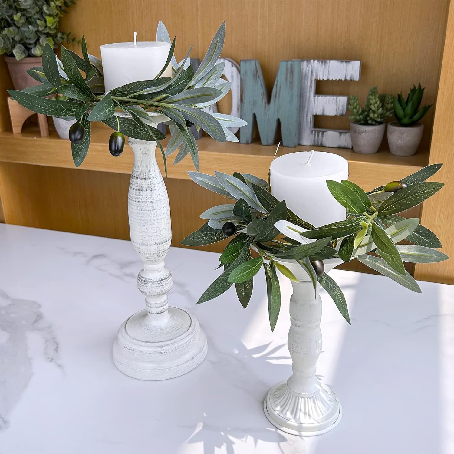 Winlyn 3 Pcs 23.6″ Tall Artificial Olive Branches with 261 Leaves Lifelike Faux