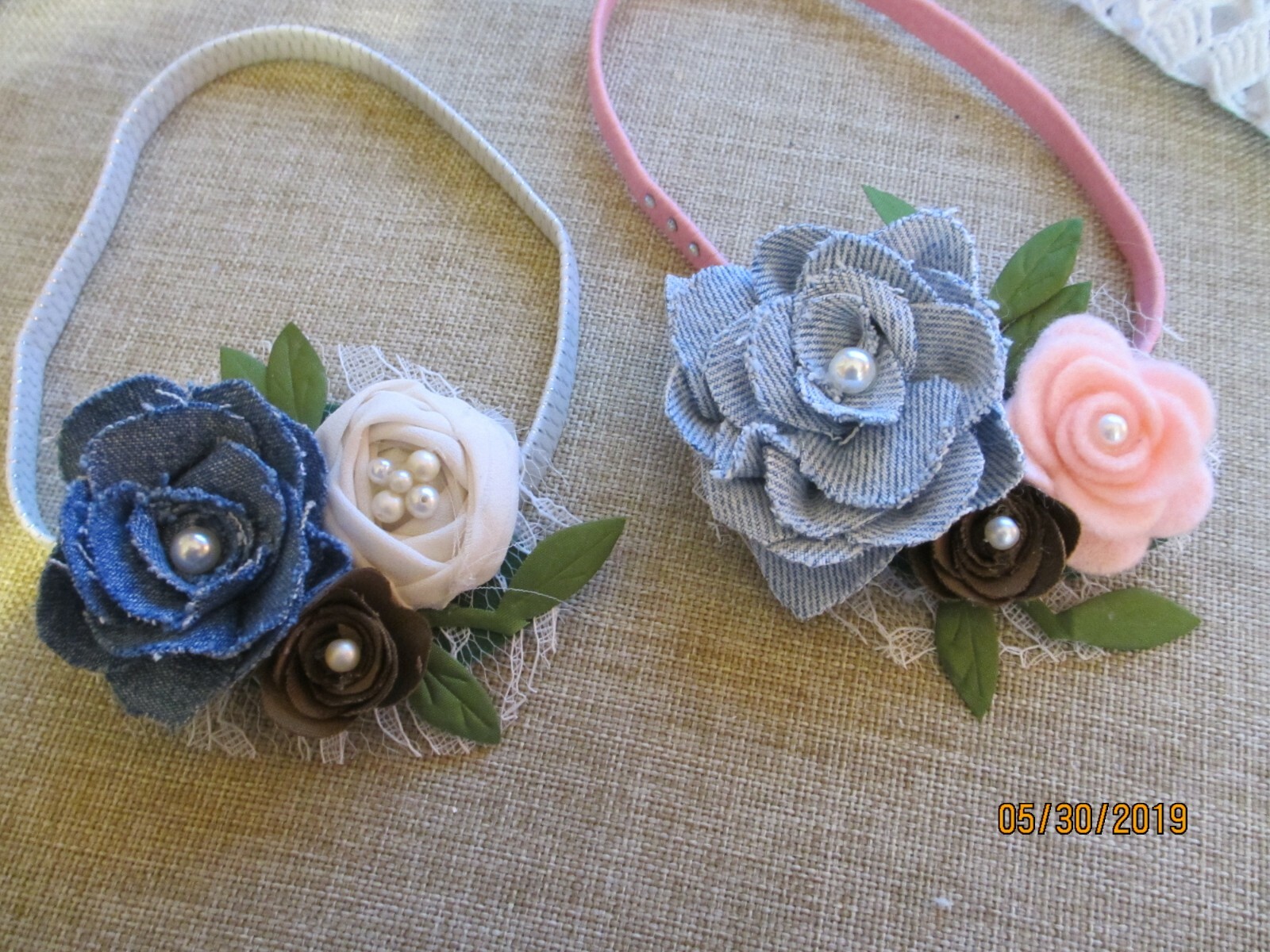 Purple Baby Flower Rustic Denim Rose Headband Flowers,Rustic Denim Rose Headband
