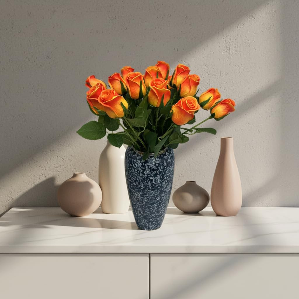20Pcs Lifelike Orange Foam Roses for Wedding Decor & DIY Arrangements