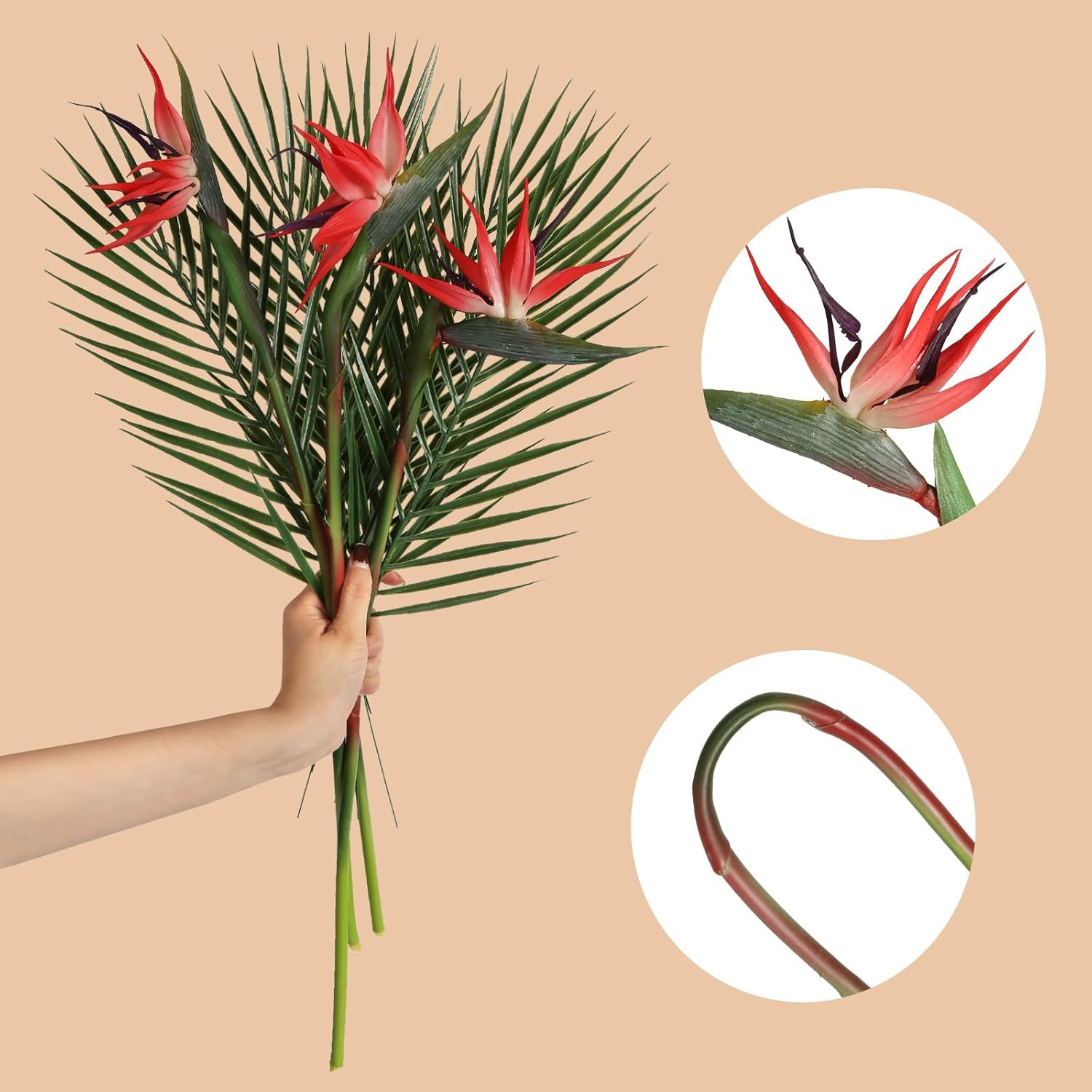 Bird of Paradise Artificial Plant Combo Palm Leaves,Faux Bird of Paradise Plant