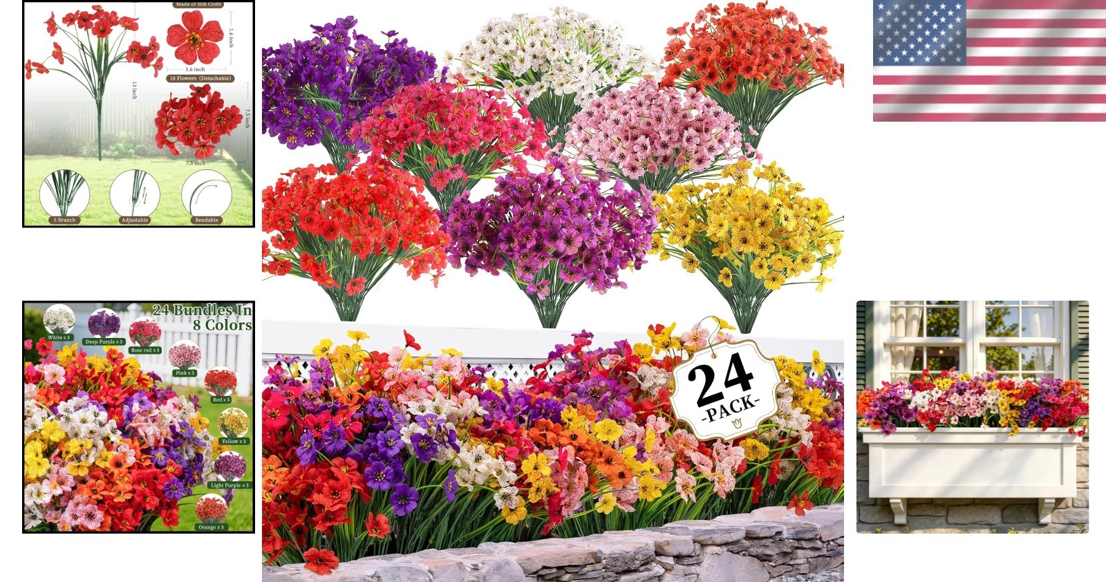 24 Pack Eco-Friendly Artificial Flowers – Perfect for -Round Event Styling