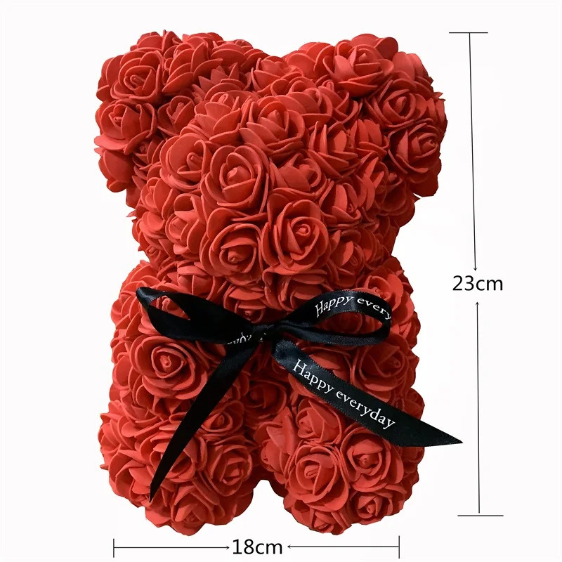 1pcs 25cm Rose Bear Artificial Foam Rose Flower Teddy Bear Valentines Day Gift B